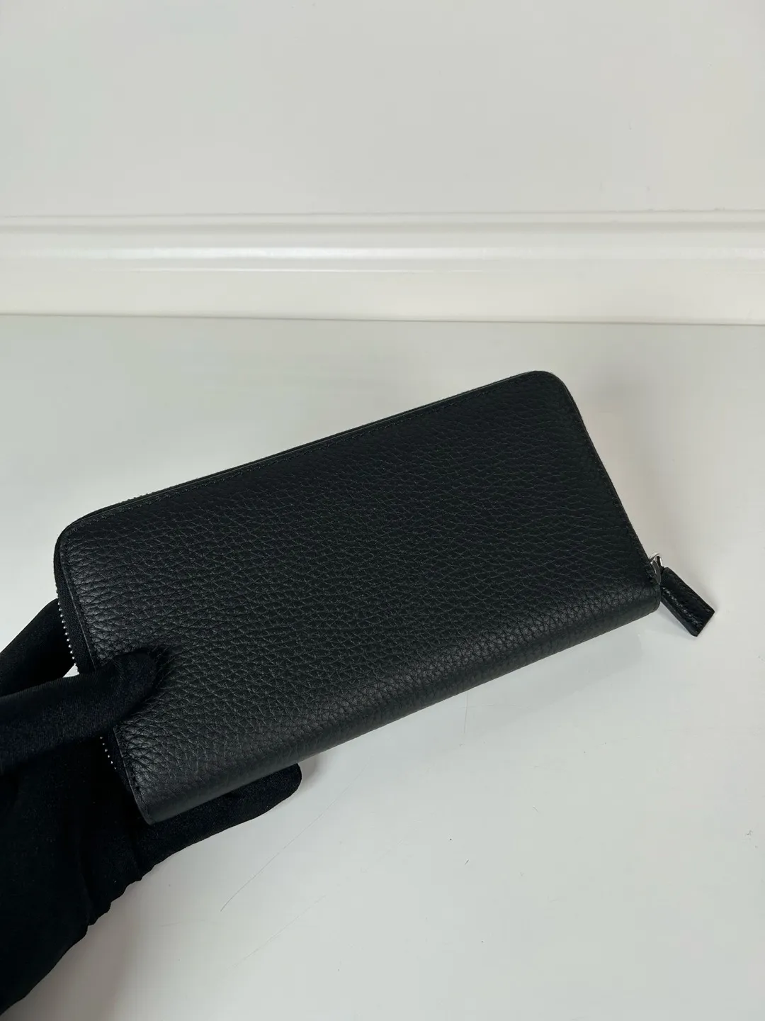 💰600, P Home ➡️Men's cross-pattern wallet, black deerskin, model 2M1317, single-dollar quality, made of cross-pattern cowhide, size 20cm×10.3cm