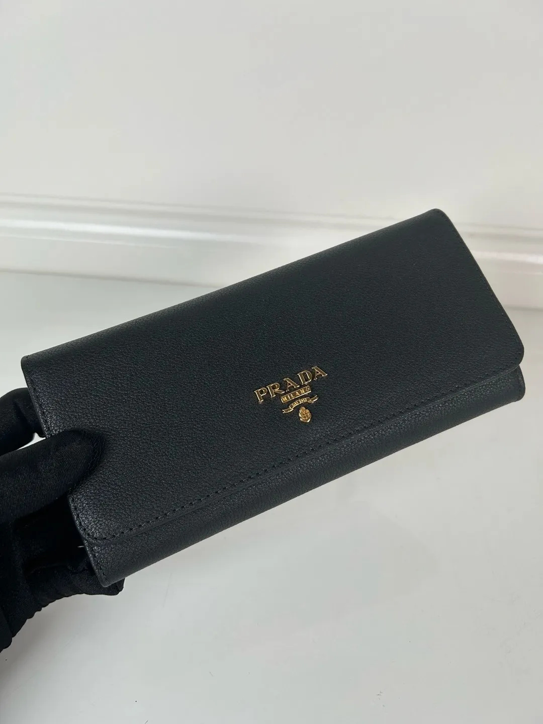 💰600, P Home ➡️Ladies flip wallet, model 1MH132, made of black imported deerskin, original quality, size 18.7x9.5cm, taken in kind, what you see is what you get