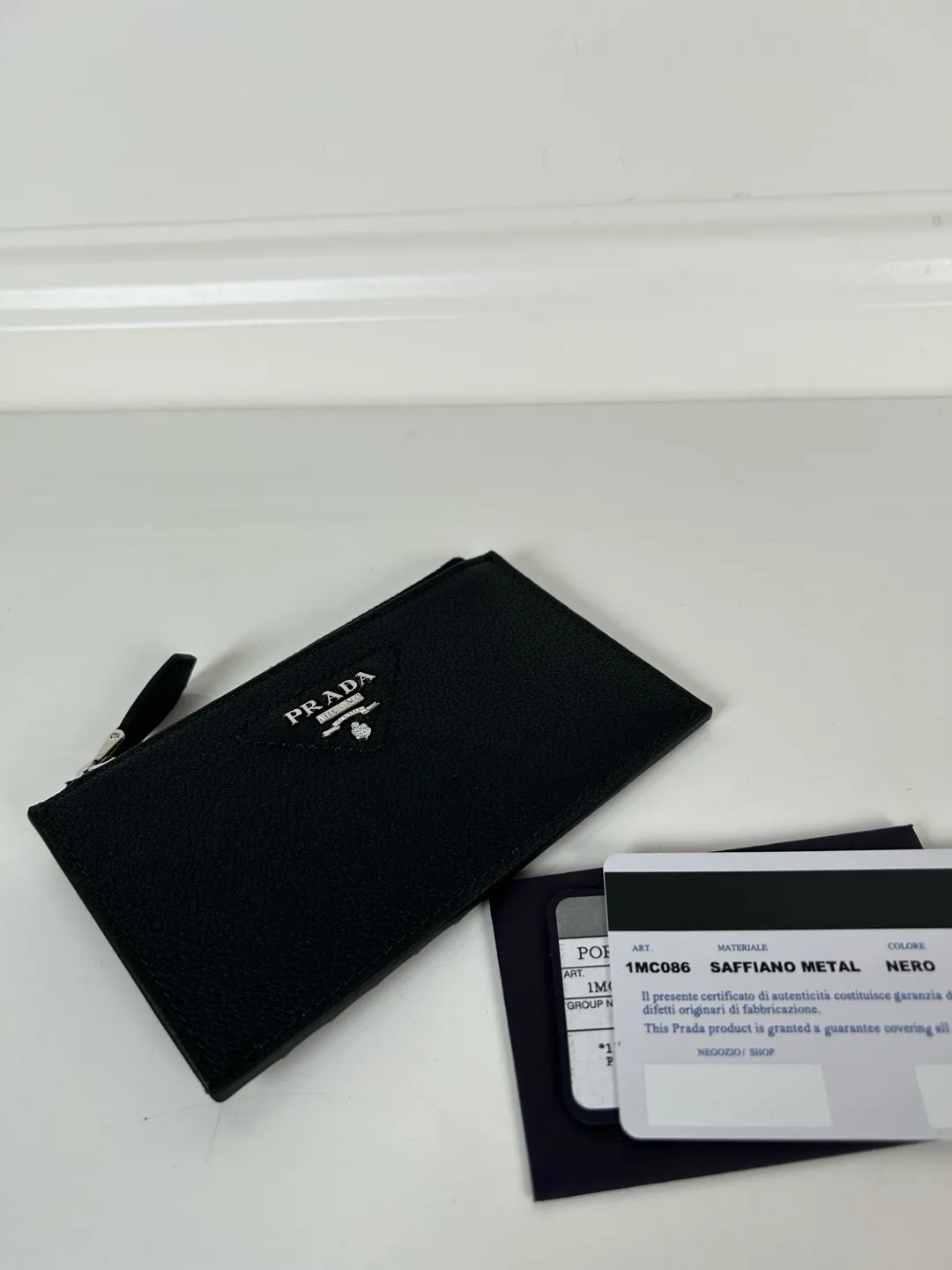 💰420, P Home➡️Black thin deer pickup bag, model: 2MC086, unisex model, 5 card slots, large capacity, 1 leather zipper bag, 8cm*13cm, 175 steel stamp