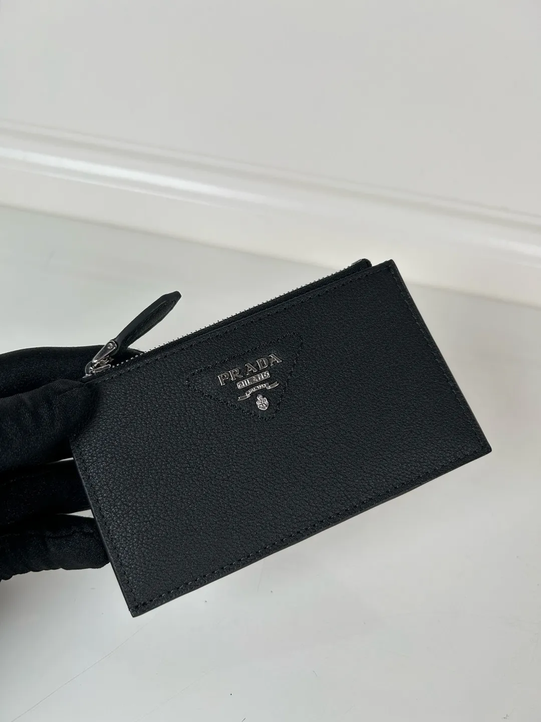 💰420, P Home➡️Black thin deer pickup bag, model: 2MC086, unisex model, 5 card slots, large capacity, 1 leather zipper bag, 8cm*13cm, 175 steel stamp