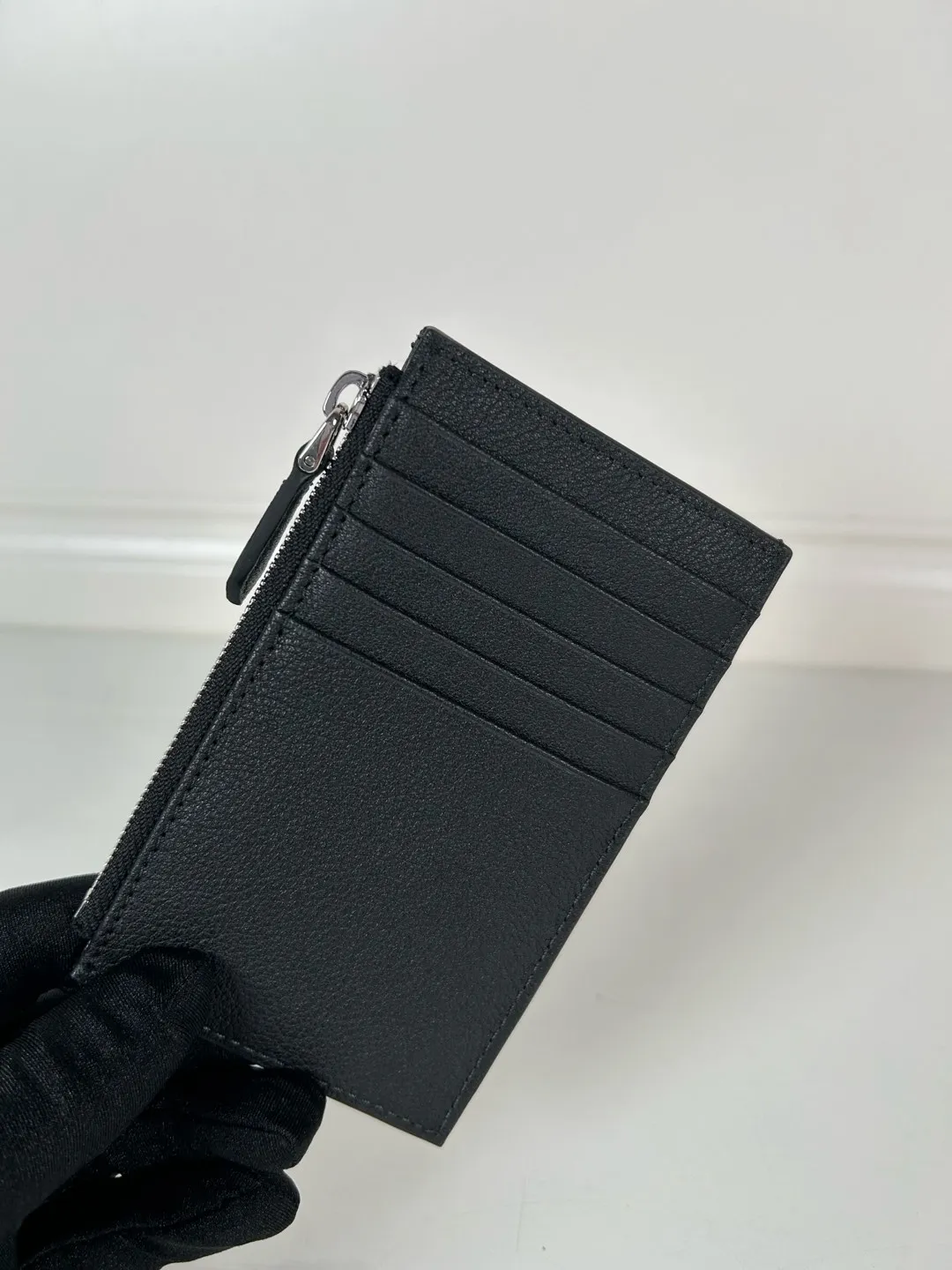 💰420, P Home➡️Black thin deer pickup bag, model: 2MC086, unisex model, 5 card slots, large capacity, 1 leather zipper bag, 8cm*13cm, 175 steel stamp
