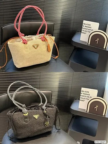 All Categories Official Website "Brand Women's Bags" Women's Bags 💙 PRADA 2025 New Prada Straw Tote Bag