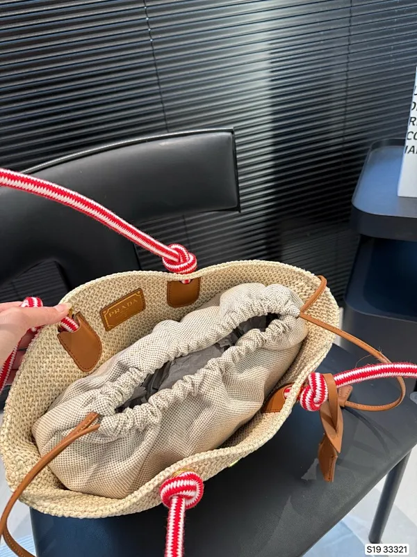 All Categories Official Website "Brand Women's Bags" Women's Bags 💙 PRADA 2025 New Prada Straw Tote Bag