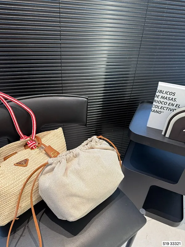 All Categories Official Website "Brand Women's Bags" Women's Bags 💙 PRADA 2025 New Prada Straw Tote Bag