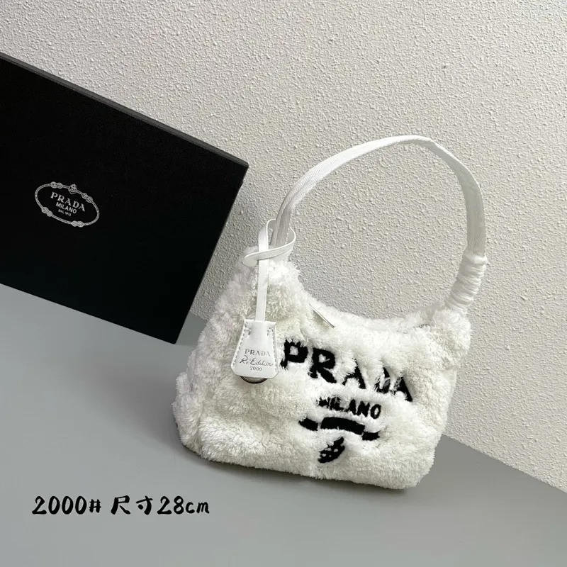 All categories Official website "Brand Women's Bags" Women's Bags 💙 PRADA replica PRADA, fine imitation PRADA bags, PRADA shoulder bags, 2023 official latest version PRADA armpit bag, lamb wool, bag factory, original material, size: 27-18-6CM