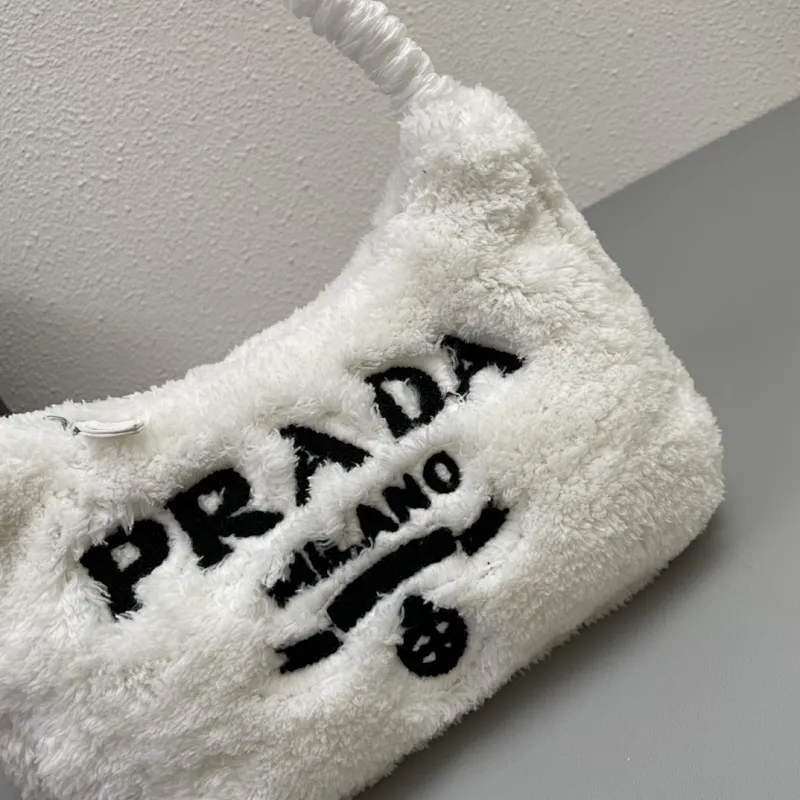 All categories Official website "Brand Women's Bags" Women's Bags 💙 PRADA replica PRADA, fine imitation PRADA bags, PRADA shoulder bags, 2023 official latest version PRADA armpit bag, lamb wool, bag factory, original material, size: 27-18-6CM