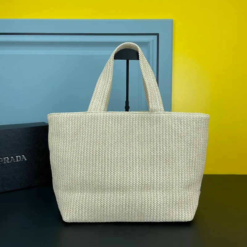 All categories Official website "Brand Women's Bags" Women's Bags 💙 PRADA 2022 Official New Prada Raffia Handbag Wholesale 58001600 High Quality Size: 33-30-16CM