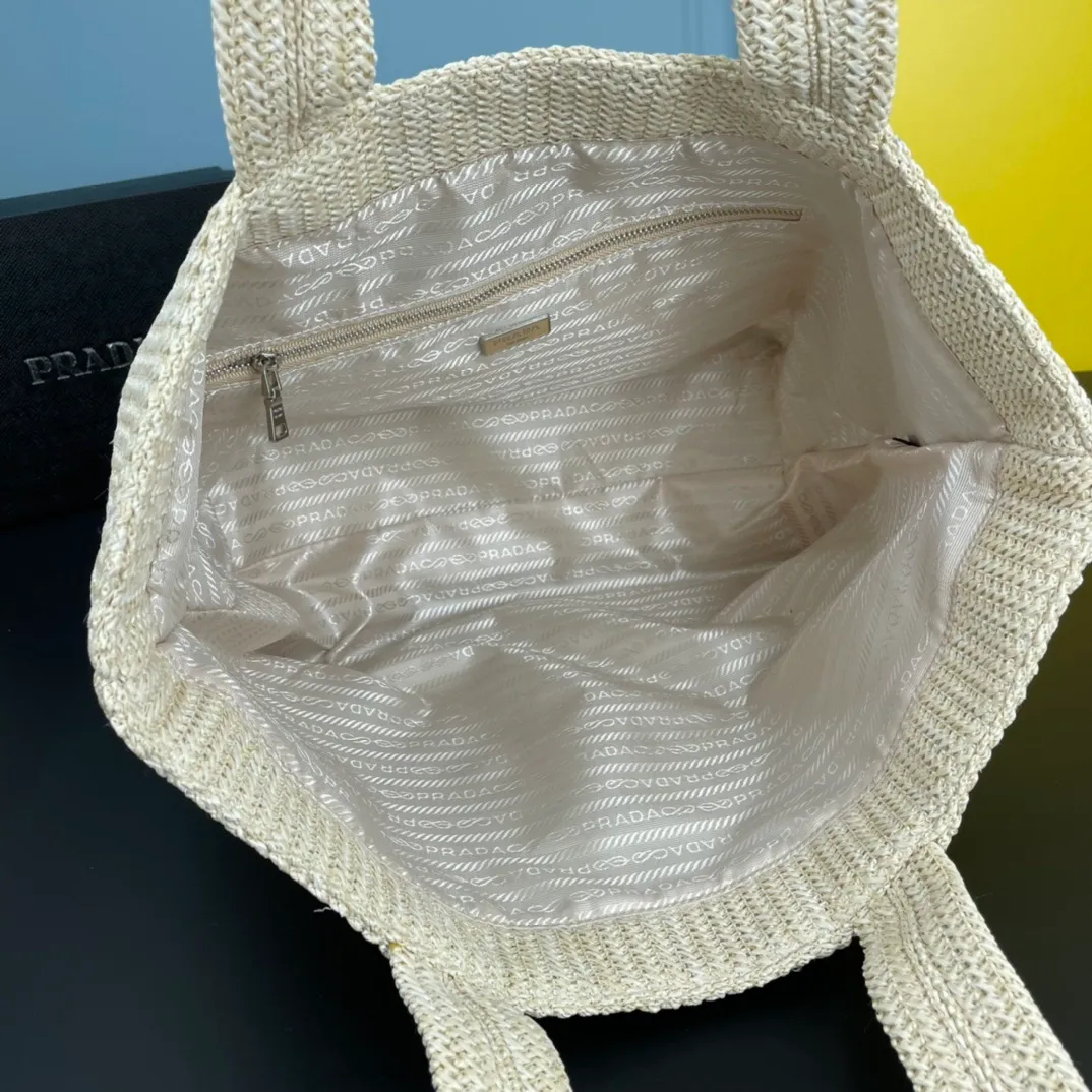 All categories Official website "Brand Women's Bags" Women's Bags 💙 PRADA 2022 Official New Prada Raffia Handbag Wholesale 58001600 High Quality Size: 33-30-16CM