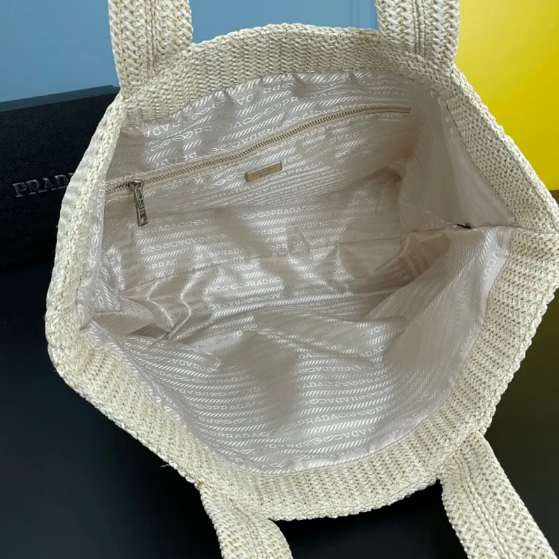 All categories Official website "Brand Women's Bags" Women's Bags 💙 PRADA 2022 Official New Prada Raffia Handbag Wholesale 58001600 High Quality Size: 33-30-16CM