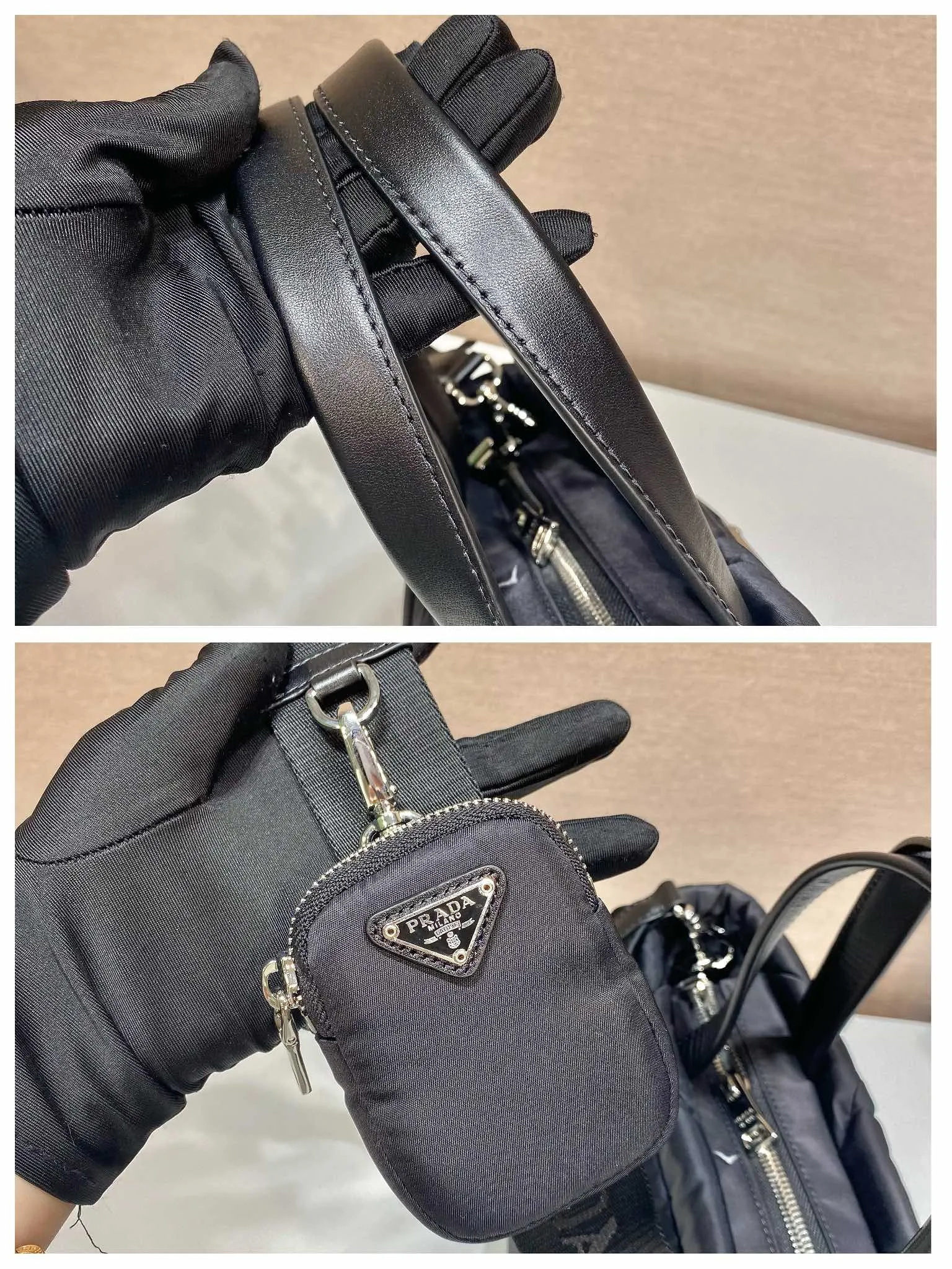 💰1120🎉Tote bag three-in-one🎉1BG380🎉🎉 This System tote bag is equipped with two leather handles. The exquisite patchwork technology creates a triangular pattern, demonstrating the craftsmanship. The detachable woven nylon shoulder strap brings different styles. My favorite is the small bag with shoulder strap😘Lightweight and practical, get it now🎉🎉 Length 25x Height 21.5x Bottom 13cm🎉🎉🎉👏👏👏