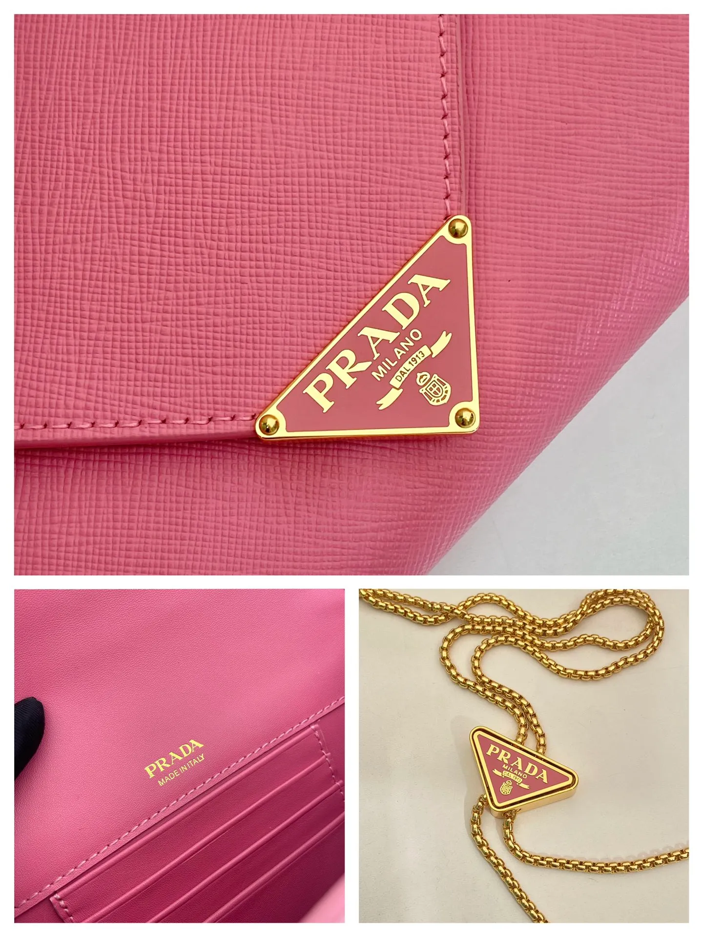 💰1120🎉Cross Pattern Envelope Bag🎉1Bp102 Clutch🎉🎉 The cross pattern cowhide texture highlights the elegant silhouette of this mini handbag and injects a modern flavor into it. Featuring a detachable chain shoulder strap and a nappa leather interior with card slots, this bag features a signature triangle logo on the magnetic closure for a timeless and instantly recognizable look. It can also be used as a handbag/shoulder bag/crossbody. It has many functions and can be exchanged for different occasions. Another hot item from internet celebrities🎉🎉 Length 20x height 11.5cm🎉🎉🎉👏👏👏