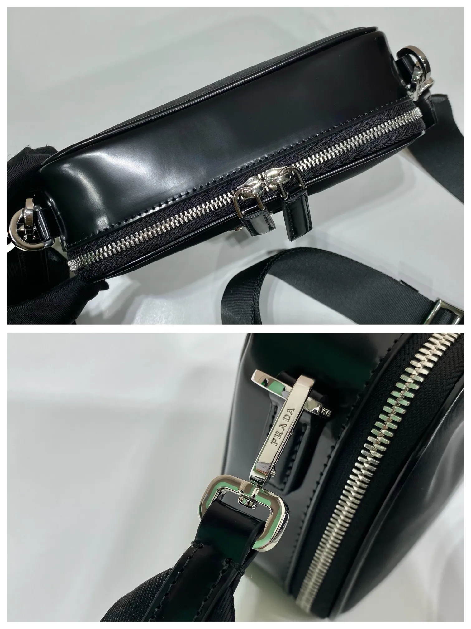 💰1120🎉New small messenger bag🎉2VH070/patent leather🎉🎉 This modern handbag outlines simple lines and is equipped with a detachable and adjustable long woven shoulder strap. The shoulder strap is equipped with a detachable small bag. Designed by imported nylon fabric and glossy cowhide, it looks classic, original and modern. It has a large capacity and space and is worth having. Get it now🎉🎉 Length 19x Height 12.5x Bottom 5.5cm🎉🎉🎉💰💰💰