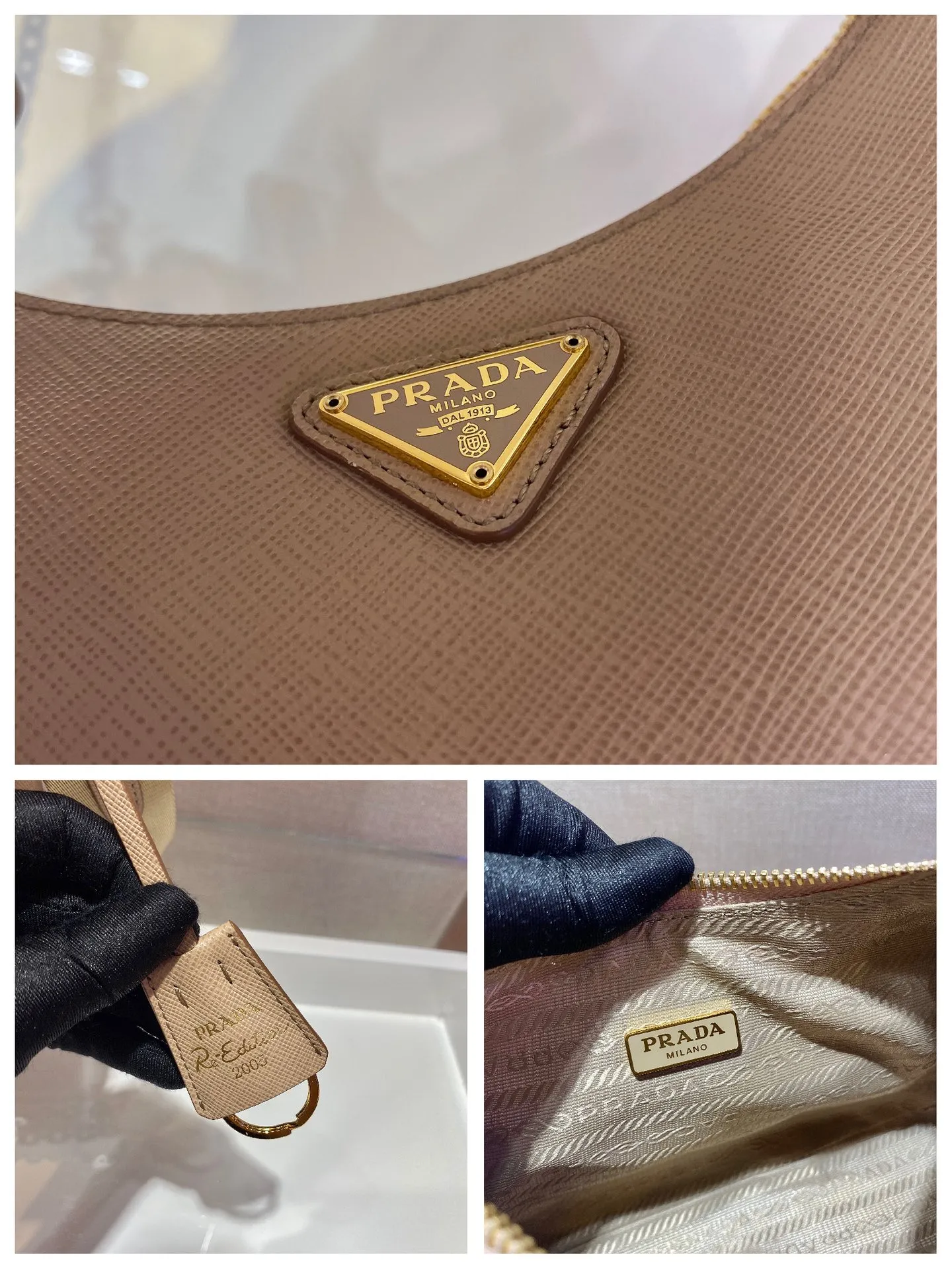💰1500🎊Gold hardware three-in-one🎊New model 1BH204 full leather/gold hardware, nylon Hobo hand/armpit bag😘😘The full leather hobo that is popular in the fashion circle due to the crazy cultivation of the Internet celebrity sister group has a new model! 👏👏The design of this all-leather Hobo bag is great👍👍One bag with three uses😘😘waist bag/crossbody/single shoulder bag👍👍The handle is replaced by a chain, which makes the underarm bag a little more sexy. It also has a long shoulder strap. What I love most is that there is a small pendant (small bag) hanging on the shoulder strap, which can also be hung on other bags and pants as accessories. 🙊🙊There is no problem in matching various clothes in normal times😘😘Babies, hurry up and get it, it’s so beautiful🙊🙊Dimensions: length 23x height 17x bottom 6.5cm👏👏👏
