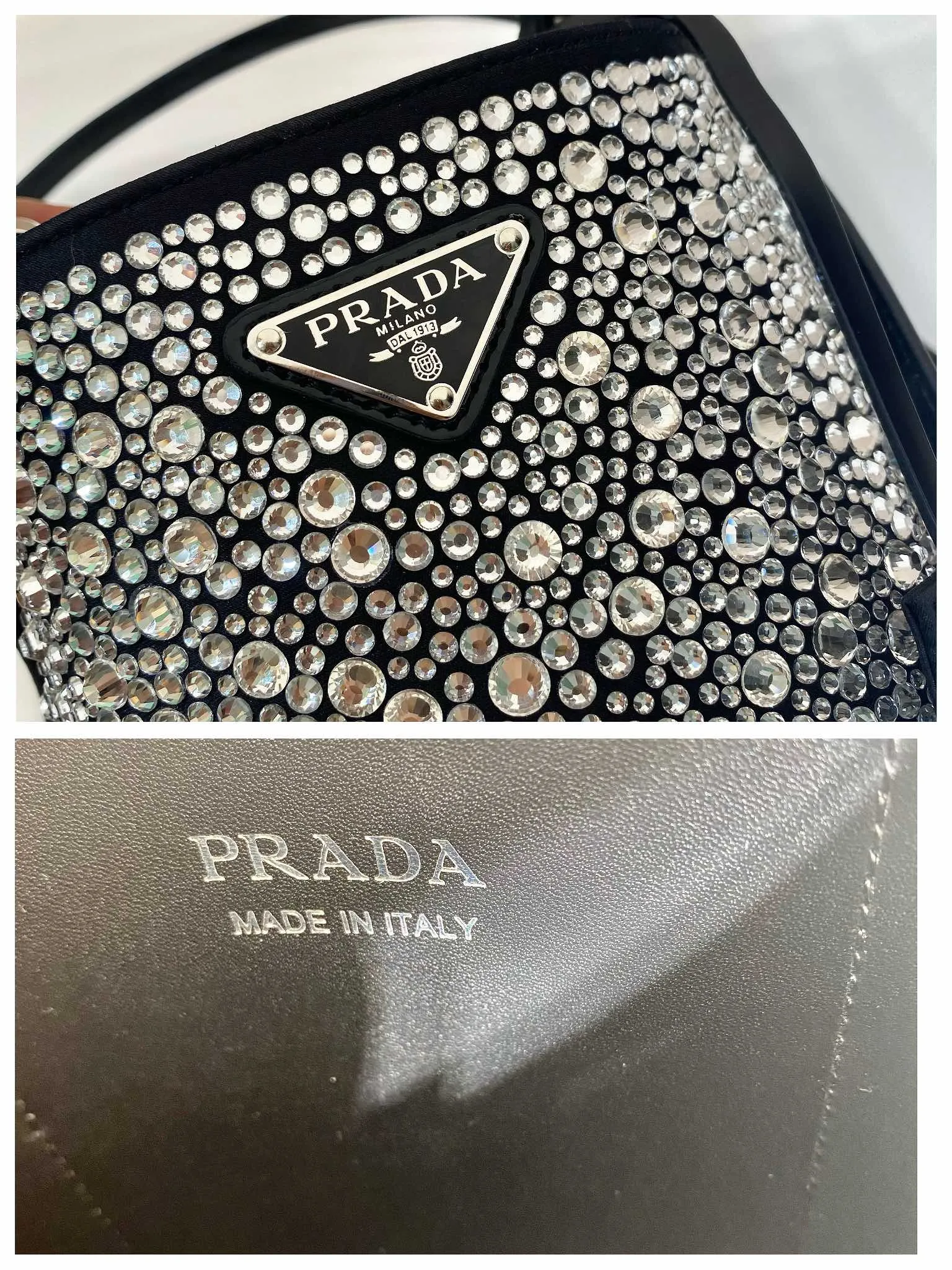 💰1720🎉Crystal Bucket Bag🎉1BA373 Crystal Bag🎉🎉 This elegant Panier handbag is covered with imitation crystals, shining like jewelry. The detachable shoulder strap design makes it easy to change the shape at will. It can be carried by hand/shoulder strap/crossbody. It has large space capacity and strong practicality. Another popular style that will never go out of style🎉🎉Babies, hurry up and get it🎉🎉 Length 15x height 16x base 9.5cm🎉🎉🎉🍊🍊🍊
