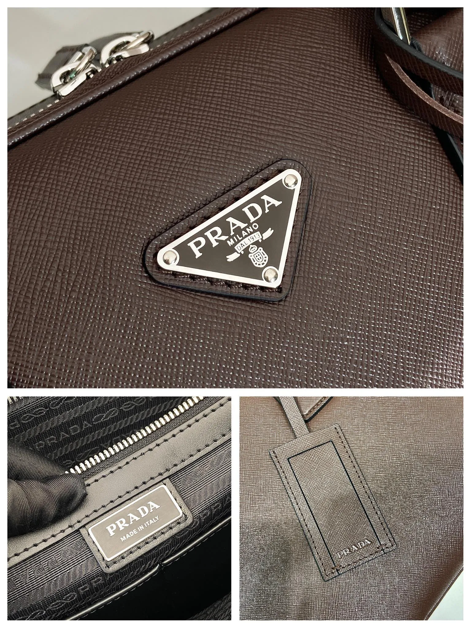 💰2160🎉Double Layer Briefcase🎉🎉2VE022 Dark Brown🎉 This elegant and sophisticated briefcase features two compartments, multiple interior pockets and a removable nylon shoulder strap, creating a functional structure. The body of the bag is made of brand Saffiano leather. It is simple and elegant, and it is a popular style that will never go out of style🎉🎉 Length 38x Height 28x Bottom 6.5cm🎉🎉🎉👏👏👏