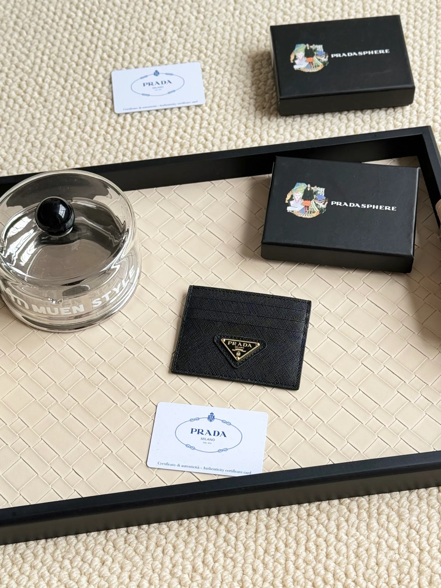 💰100prada popular card holder, unisex small card holder, black, model 1MC025 Triangle Wheat series, nine colors, made of cross-grain cowhide, 6 card slots ➕ a middle mezzanine, which can hold multiple cards and zeros 💰, size 11.2×8.5cm, taken in kind, what you see is what you get