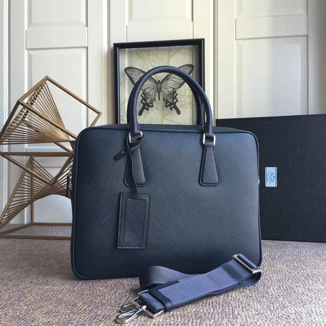 💰In 2000, P's men's bag comes out with a new style, VS0363B blue, the latest men's style, original item, imported thick cross pattern, full leather inside and outside, 175 OEM code, length 37X height 28x6cm
