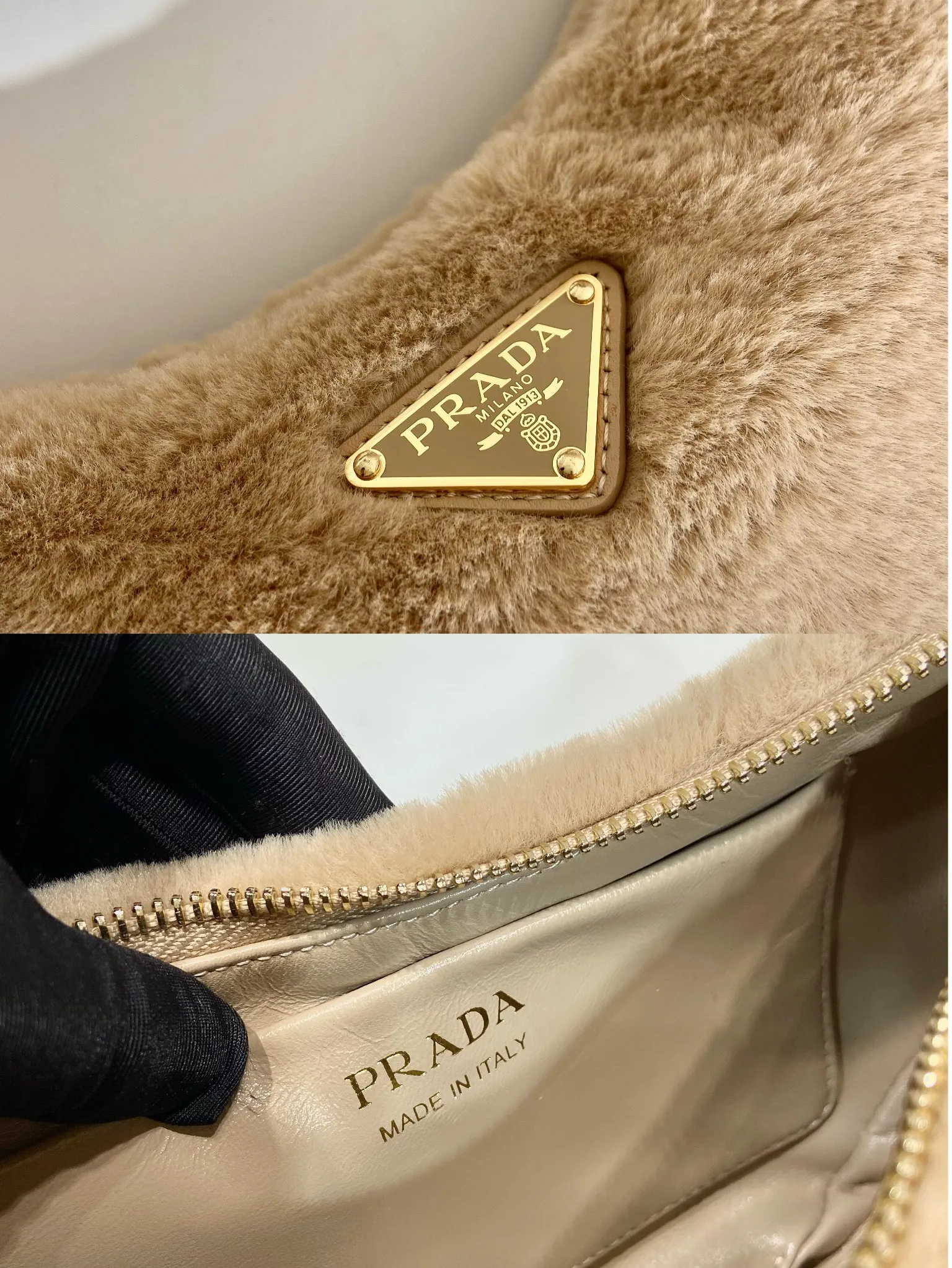 💰1260🎉Moon handbag🎉1BC194 double shoulder strap/wool🎉🎉 This simple Moon handbag is made of soft wool and cowhide, showing a modern and versatile charm. The curved body design is equipped with 2 long/short adjustable shoulder straps, making it easy to change the shape at will. It is equipped with imported lambskin inside, and the metal accessories add a bright style. The upper body effect is very cool/fashionable. It is a must-have item in winter🎉Babies, hurry up and get it🎉 Length 22.5x Height 18.5x Bottom 6.5cm🎉🎉🎉🍊🍊🍊