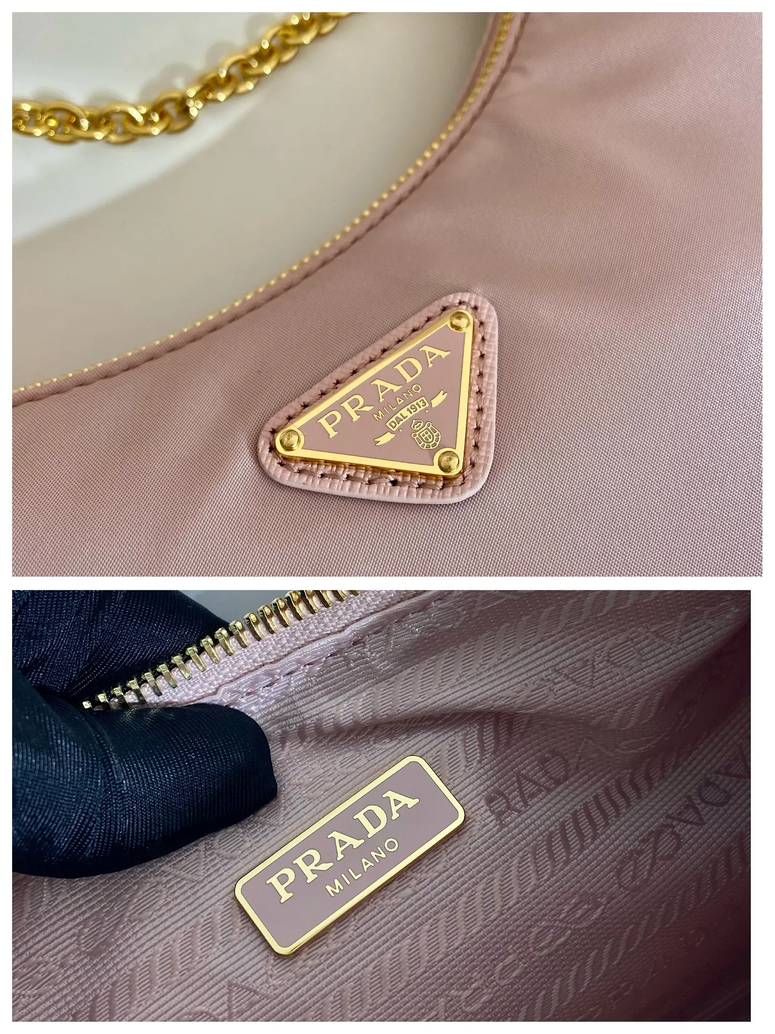 💰1000🎉Hot-selling gold hardware🎉🎉New 1BH204 gold hardware, nylon Hobo handbag/armpit bag😘😘Hobo, a group of Internet celebrity sisters who are crazy about planting and popular in the fashion circle, has a new model! 👏👏The design of this Hobo bag is great👍👍One bag with three uses😘😘waist bag/crossbody/single shoulder bag👍👍The handle is replaced by a gold chain, which makes the armpit bag more sexy. It also has a long shoulder strap. What I love most is that the shoulder strap also has a small pendant (small bag), which can also be hung on other bags and pants as accessories. 🙊🙊There is no problem in matching various clothes in normal times😘😘Babies, hurry up and get it, it’s so beautiful🙊🙊Dimensions: Length 22X Height 12x Bottom 6cm👏👏👏💰💰💰