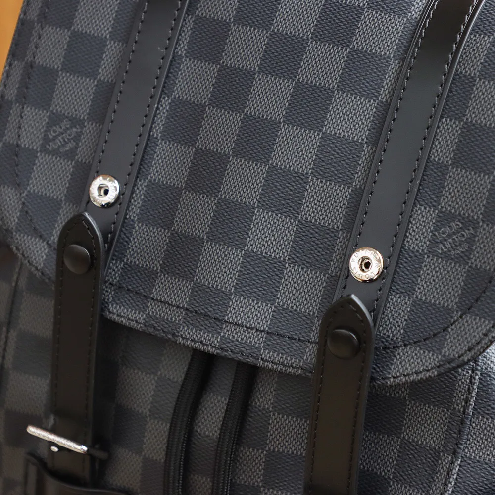P¥960👉nfc dynamic chip version👈【Top inspection-free all-steel hardware】𝐂𝐇𝐑𝐈𝐒𝐓𝐎𝐏𝐇𝐄𝐑 Backpack N41379 Black Check 🔍Perfect details 🔍The essence of solid construction.