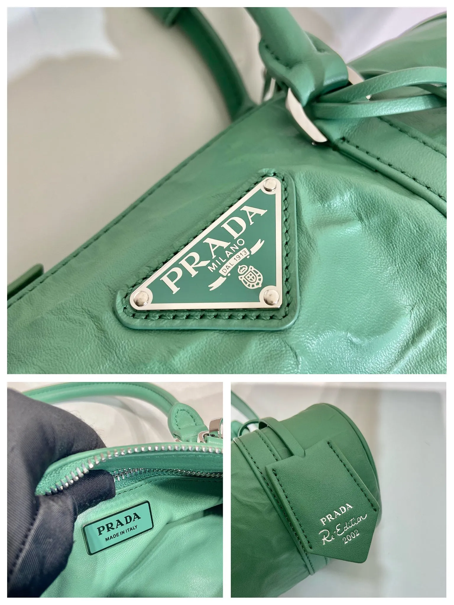 💰1520🎉New pillow bag🎉1BA389 runway style🎉🎉 This casual and classic handbag is made of soft sheepskin inside and out. The hand-made pleat effect is particularly fashionable. It is equipped with a detachable long shoulder strap and a small coin purse. The body is equipped with a front pocket design and large capacity. It was also unveiled in the 2023 spring and summer series fashion show. The upper body effect must be eye-catching. Babies, hurry up and get it🎉🎉 Length 22x Height 10x Bottom 9cm