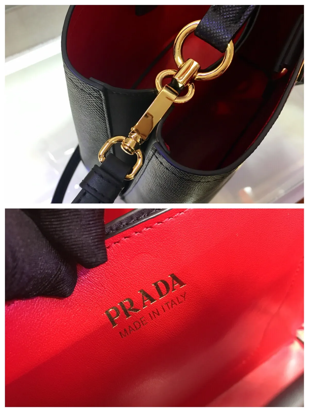 💰1840🔆Exclusive first release🔆1BA212💋Original item🤙🤙Made of imported Saffiano leather material, with detachable shoulder strap, leather nameplate and metal logo complement each other. Leather-covered central pocket with magnetic buckle. Saffiano leather triangle logo. Contrast color nappa leather lining. This Double handbag has an elegant style, eye-catching and unique. It is also a popular style🙋🏻🙋🏻Length 22X Height 23X Bottom 13cm
