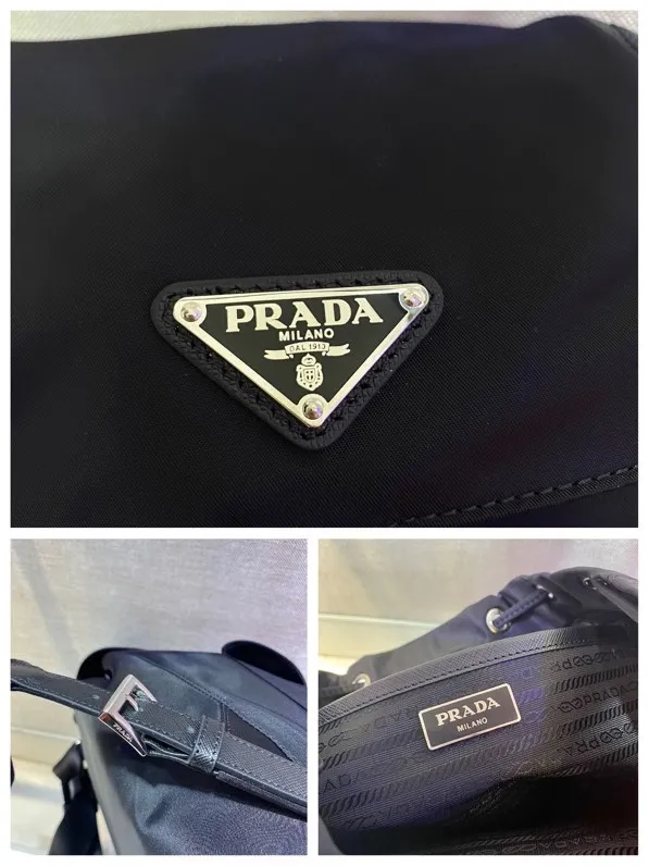💰960, P Jiachui classic backpack, upgraded version small size 1BZ677, small size 🙊🙊top quality, made of imported parachute fabric + cross-grain cowhide + top-grade hardware, light and practical, fashionable + never out of date, hurry up and get it, length 28x height 23.5x bottom 12cm