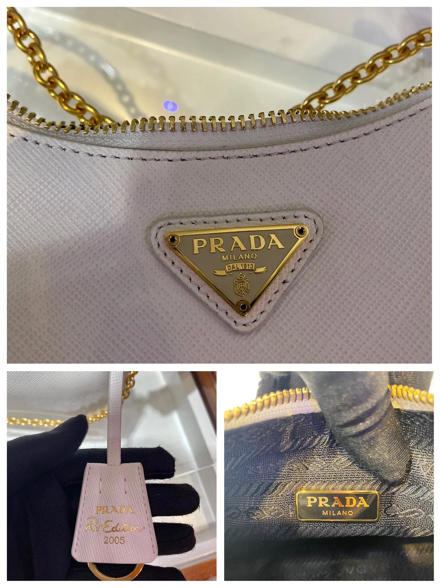 💰1500🎊Gold hardware three-in-one🎊New model 1BH204 full leather/gold hardware, nylon Hobo hand/armpit bag😘😘The full leather hobo that is popular in the fashion circle due to the crazy cultivation of the Internet celebrity sister group has a new model! 👏👏The design of this all-leather Hobo bag is great👍👍One bag with three uses😘😘waist bag/crossbody/single shoulder bag👍👍The handle is replaced by a chain, which makes the underarm bag a little more sexy. It also has a long shoulder strap. What I love most is that there is a small pendant (small bag) hanging on the shoulder strap, which can also be hung on other bags and pants as accessories. 🙊🙊There is no problem in matching various clothes in normal times😘😘Babies, hurry up and get it, it’s so beautiful🙊🙊Dimensions: length 23x height 17x bottom 6.5cm👏👏👏💰💰💰