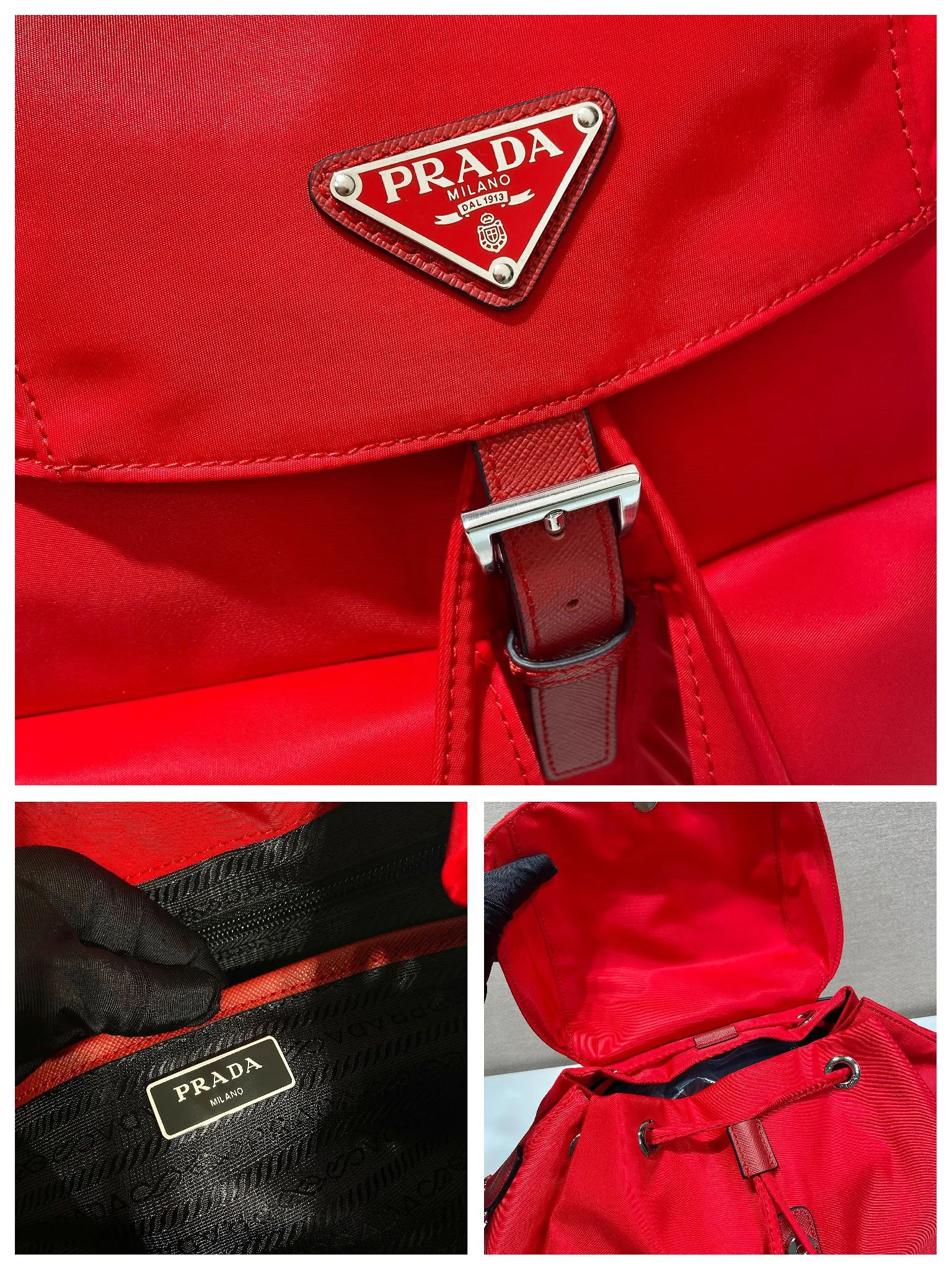 💰1120🎉New Backpack🎉1BZ811👍👍New Color🎉🎉This nylon backpack is trimmed with exquisite Saffiano leather, a blend of multiple materials, and decorated with a triangular logo, highlighting fashionable elegance. It also comes with a detachable small handbag😘😘Light and practical, the upper body effect is super stylish, and it can be matched at will😘😘Fully upgraded nylon fabric👍👍Length 30x Height 32x Bottom 15cm👏👏👏💰💰💰