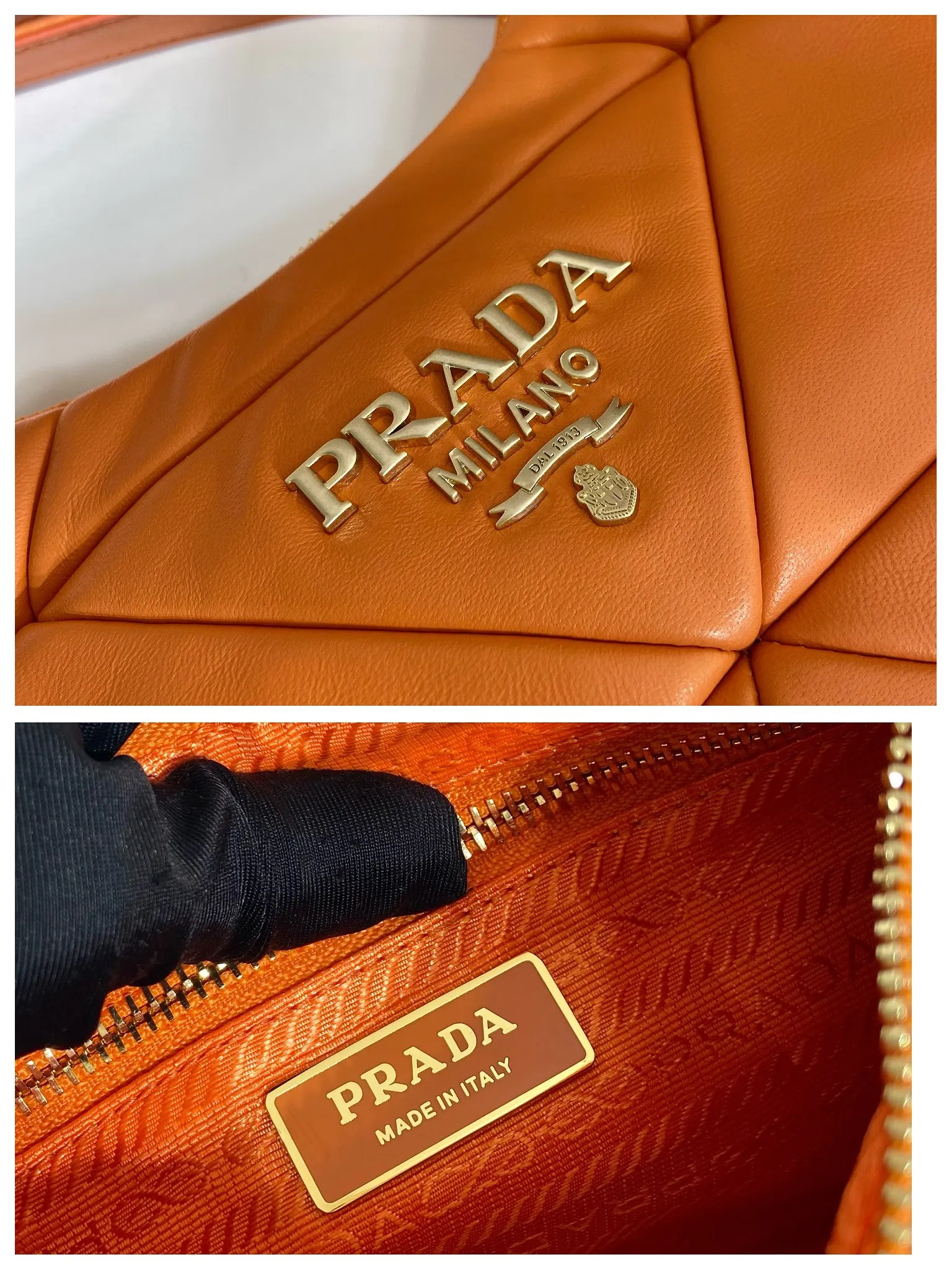💰1700🎉New style🎉1BD158🎉🎉 This System nappa leather shoulder bag is decorated with a triangular pattern created with gorgeous stitching, highlighting the brand's craftsmanship. The chain handle evokes the association of jewelry and is detachable. The metal lettering logo on the front is outlined with the iconic triangular stitching, and the brand style is immediately visible. Can be carried by hand/shoulder strap/cross-body, highly functional👍If you like babies, hurry up and get it🎉🎉 Length 25 height 18x ​​base 7cm🎉🎉🎉👏👏👏