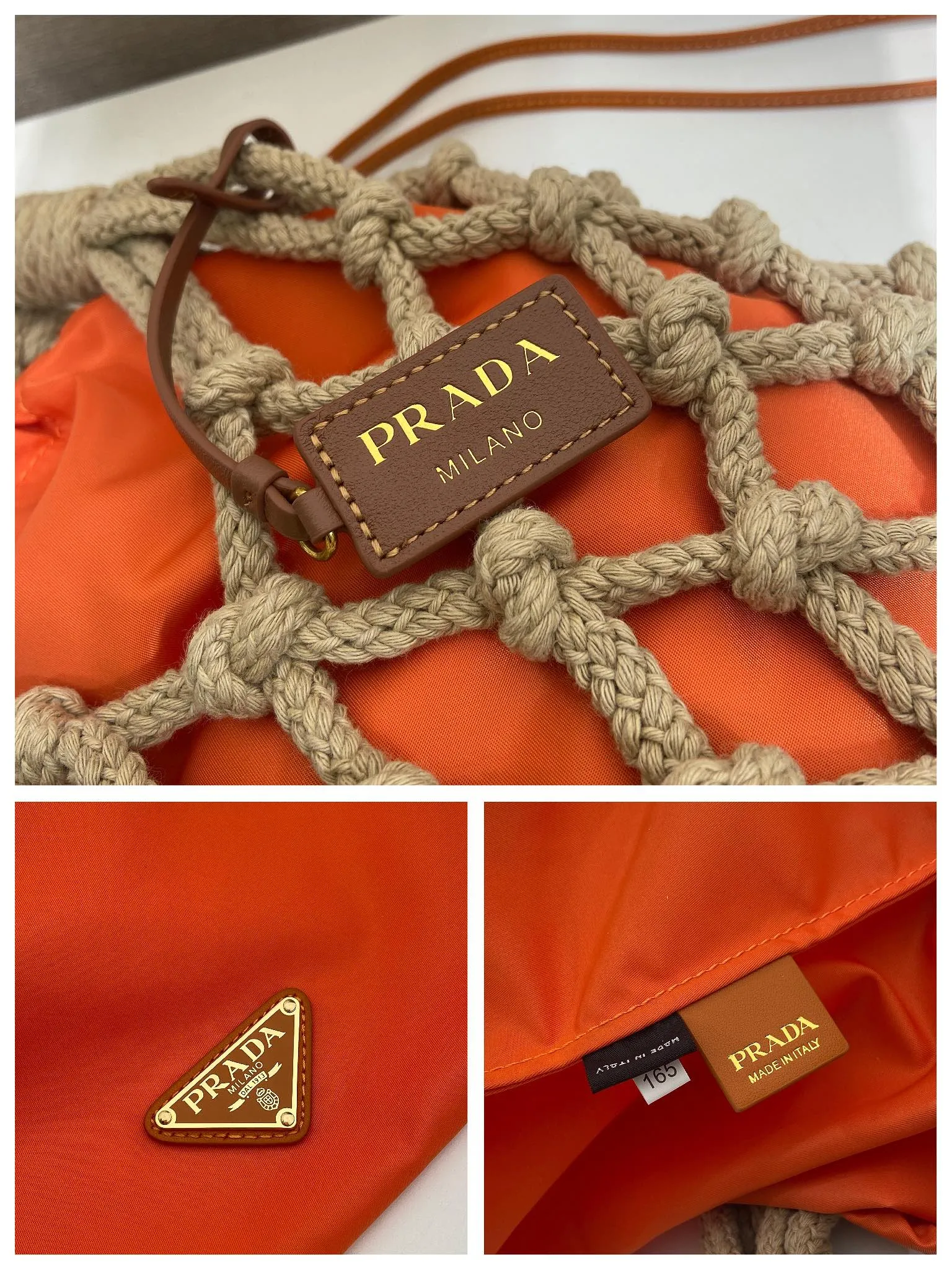 💰1060🎉New arrival🎉1BC111 weaving🎉🎉 The macramé design of this handmade cord bag is made of purely hand-woven and nylon fabrics, which embodies fresh elegance and a true sense of freedom. Braided leather handle, detachable leather pendant and metal hardware, detachable drawstring, 2-in-1 design, large capacity and very stylish. Hurry up and get it🎉🎉Inside nylon: length 29x height 35cm, outer woven bag: length 30x height 37cm