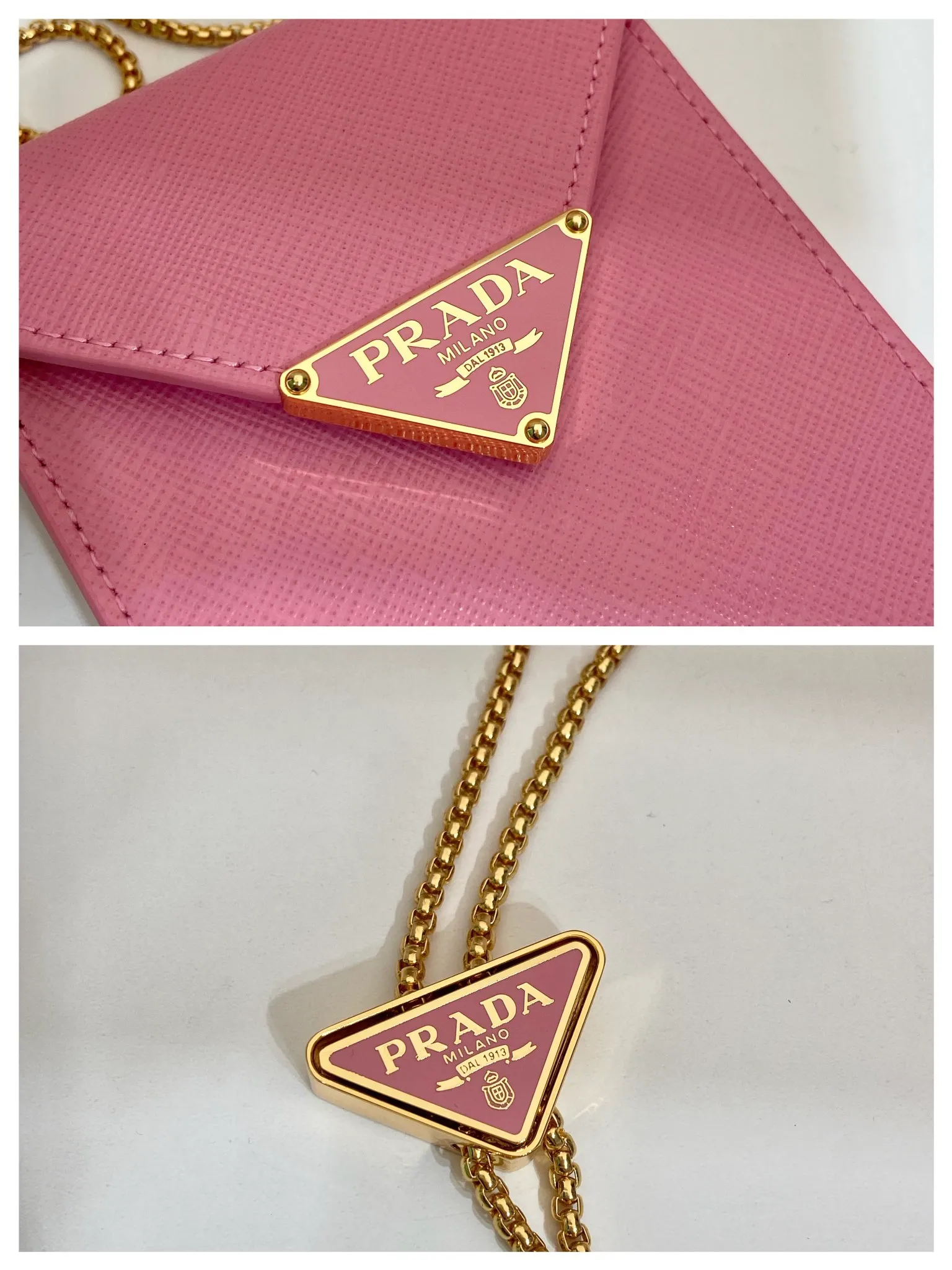 💰920🎉New mobile phone bag 🎉1BP100🎉 This compact minimalist mini handbag features exquisite details, with a lock clasp decorated with an enameled metal triangle logo. 115cm detachable and adjustable chain shoulder strap, can be carried by hand, card slot pocket on the back, the upper body effect is so cute👏Babies; hurry up and get it🎉🎉 Length 10.5x Height 18x ​​Bottom 3cm🎉🎉🎉👏👏👏