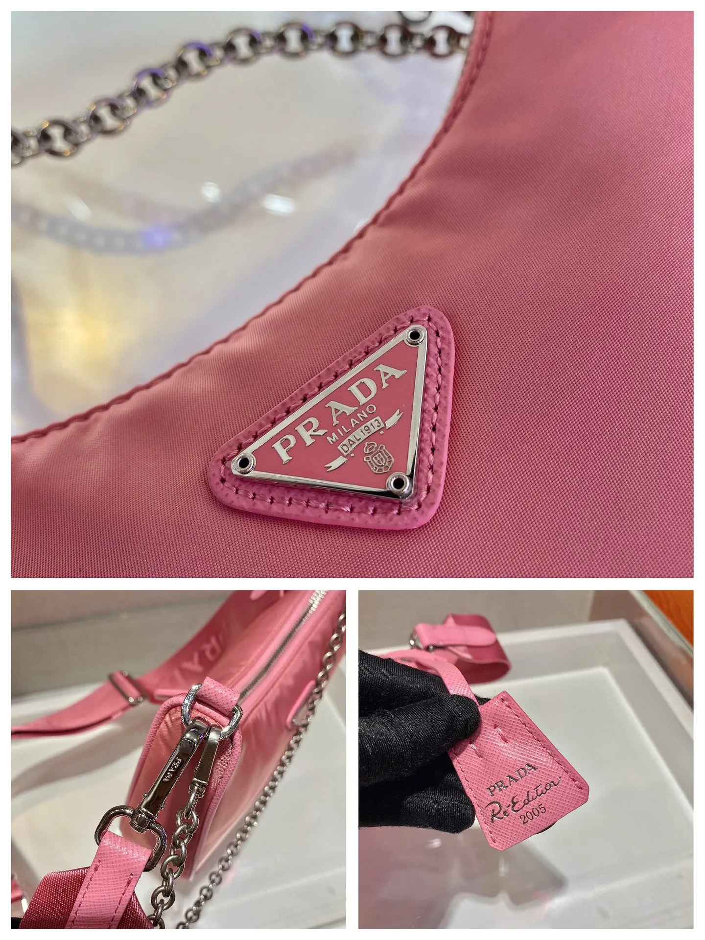 🎉New model 1BH204, nylon Hobo handbag/underarm bag😘😘Hobo, which is popular in the fashion circle due to the crazy cultivation of internet celebrity sisters, has a new model! 👏👏The design of this Hobo bag is great👍👍One bag with three uses😘😘waist bag/crossbody/single shoulder bag👍👍The handle is replaced by a chain. When the armpit bag is a little more sexy, it is also equipped with a long shoulder strap. What I love most is that the shoulder strap also has a small pendant (small bag), which can also be hung with other bags and pants as accessories. 🙊🙊There is no problem in matching various clothes in normal times😘😘Babies, hurry up and get it, it’s so beautiful🙊🙊Length 22X height 12x bottom 6cm👏👏👏💰💰💰 P1000
