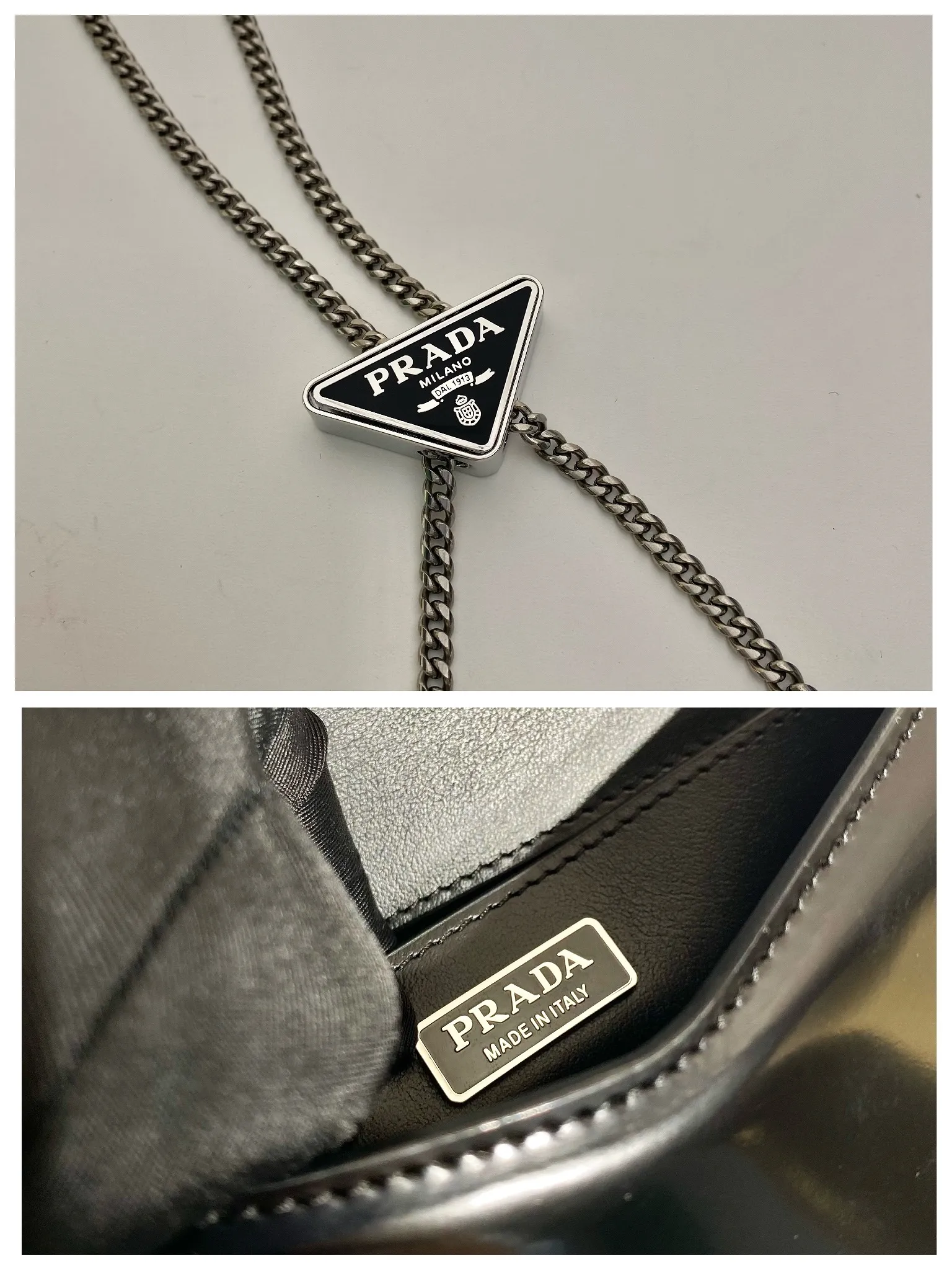 💰1300🎉Big triangle flap🎉1BH189🎉The large triangle logo was originally decorated in Mario design, which highlights the trendy style of the bag. It is equipped with an adjustable and detachable chain shoulder strap (110 long), which is simple and elegant😘 and gives the bag a distinctive modern style. So beautiful😘The upper body effect is cool and generous👏🏻👏🏻Hurry up and get it🎉🎉 Length 17x Height 9.5x Bottom 3.5cm