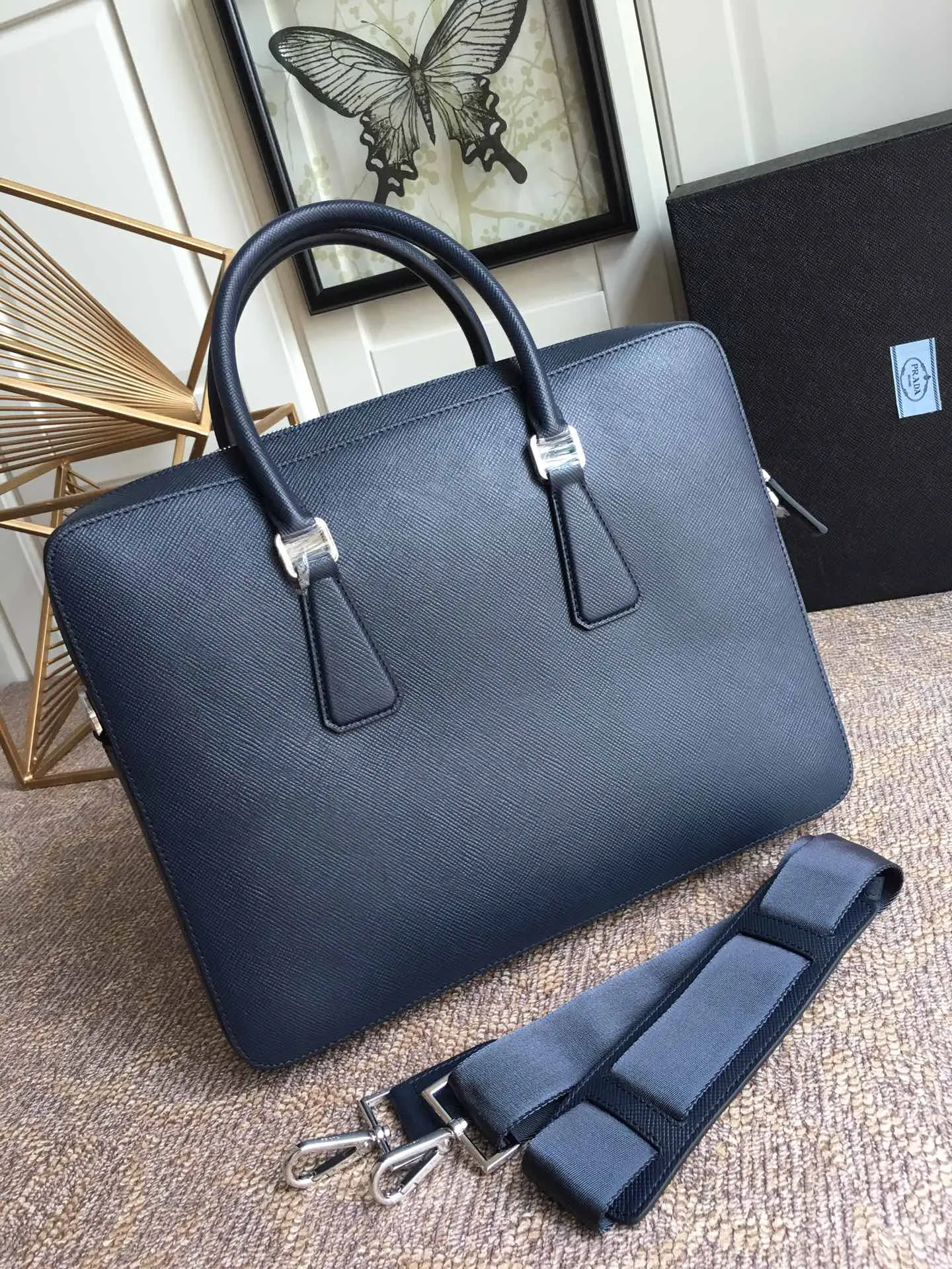 💰2140, P Jiajia's latest men's bag 0366B, blue, 👻👻👻, synchronized with counters, top quality, made of top imported cross-grain cowhide, full leather inside and outside, 175 OEM code, length 36.5X height 28cm, fully upgraded,