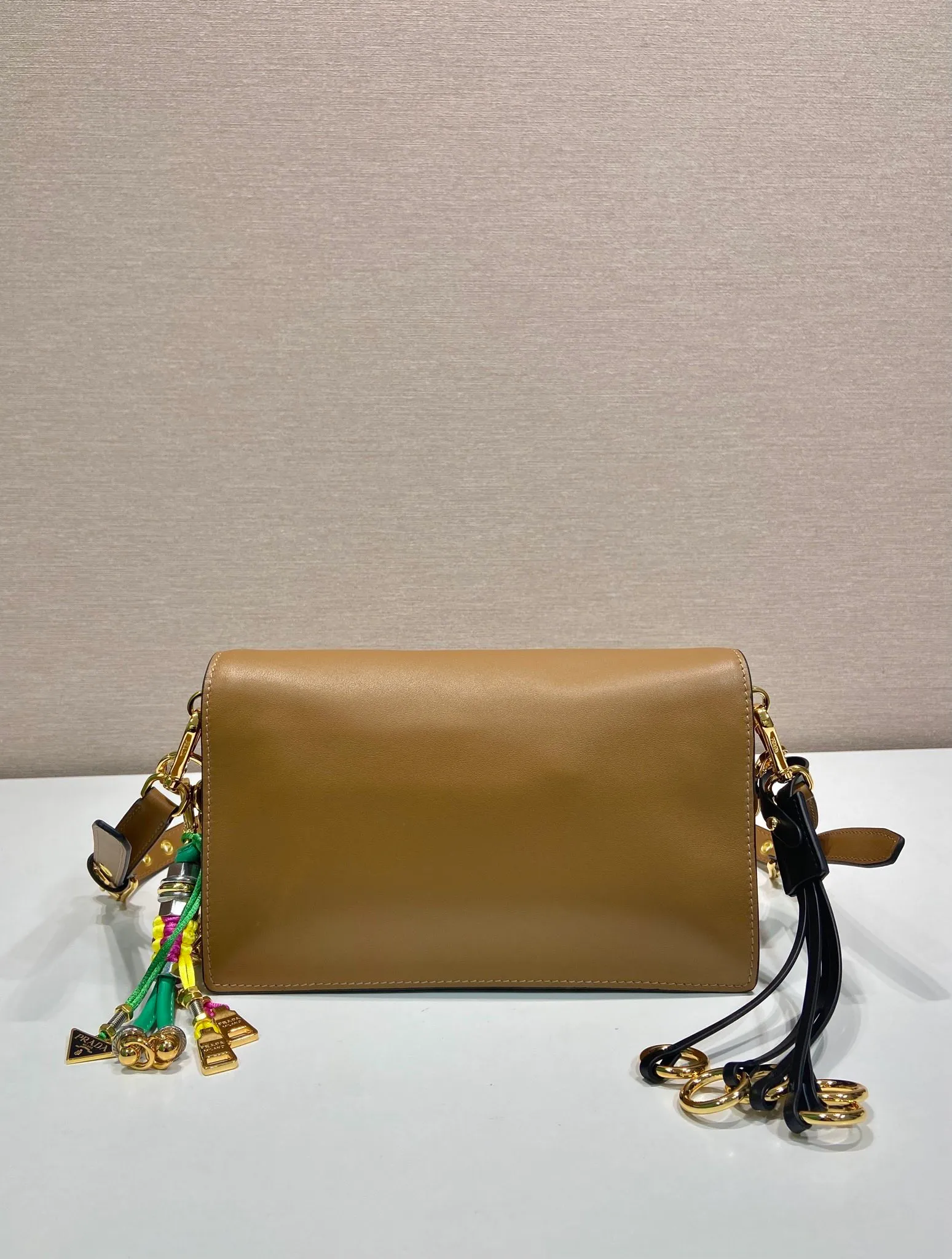 💰1700🎉New product🎉1BD379 small size🎉🎉New color This new Soft Sound handbag is made of soft leather inside/outside, with ample space, chic and versatile. One-shoulder style with two compartments and gold-tone hardware. What I love the most is the detachable pendant as the finishing touch😘to show the diverse and fashionable style. The upper body effect is so classy, ​​I love it😘, it’s another popular model for internet celebrities, babies, hurry up and get it🎉🎉 Length 24 height 13.5x bottom 6cm🎉🎉🎉👏👏👏
