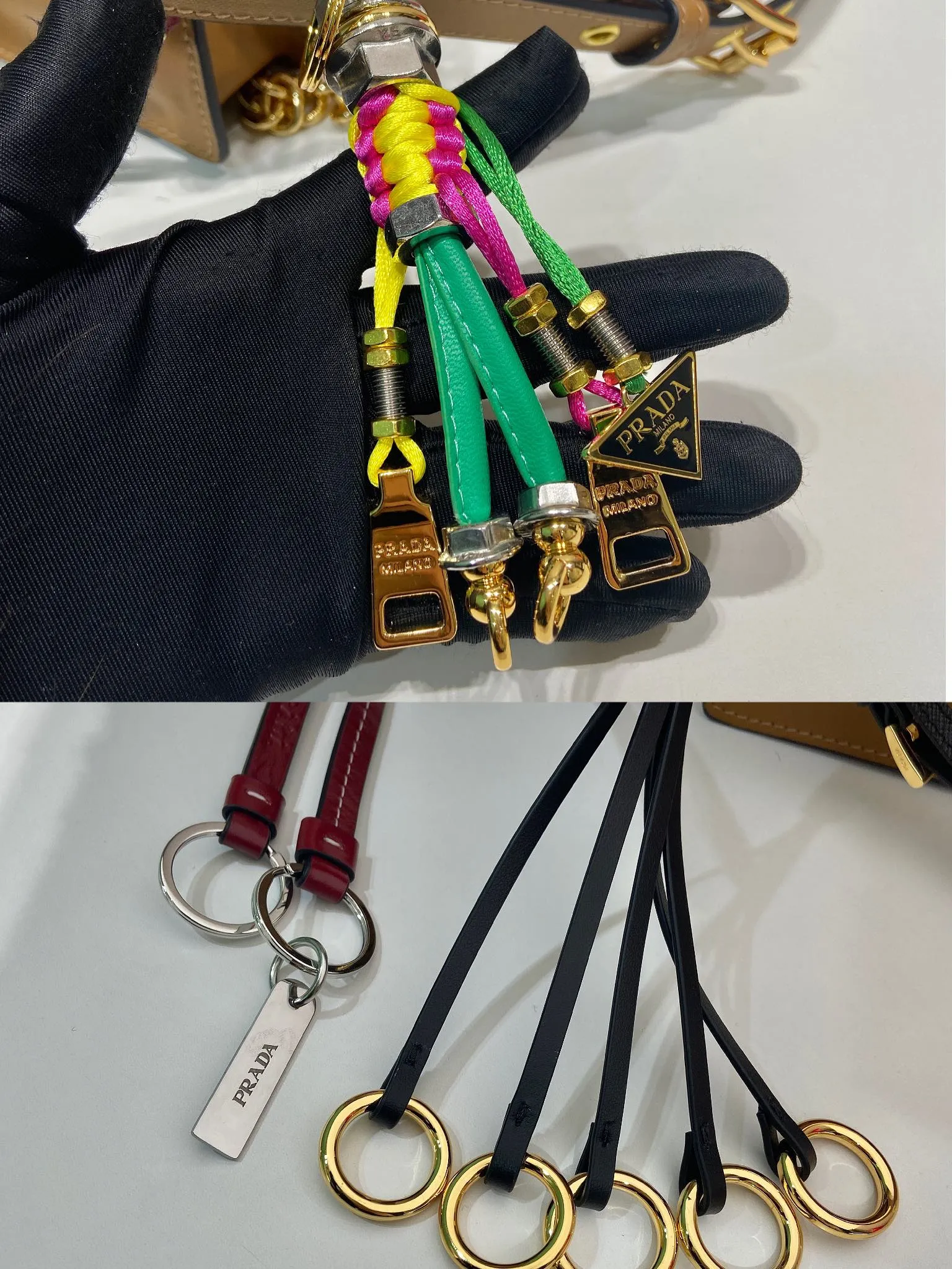 💰1700🎉New product🎉1BD379 small size🎉🎉New color This new Soft Sound handbag is made of soft leather inside/outside, with ample space, chic and versatile. One-shoulder style with two compartments and gold-tone hardware. What I love the most is the detachable pendant as the finishing touch😘to show the diverse and fashionable style. The upper body effect is so classy, ​​I love it😘, it’s another popular model for internet celebrities, babies, hurry up and get it🎉🎉 Length 24 height 13.5x bottom 6cm🎉🎉🎉👏👏👏