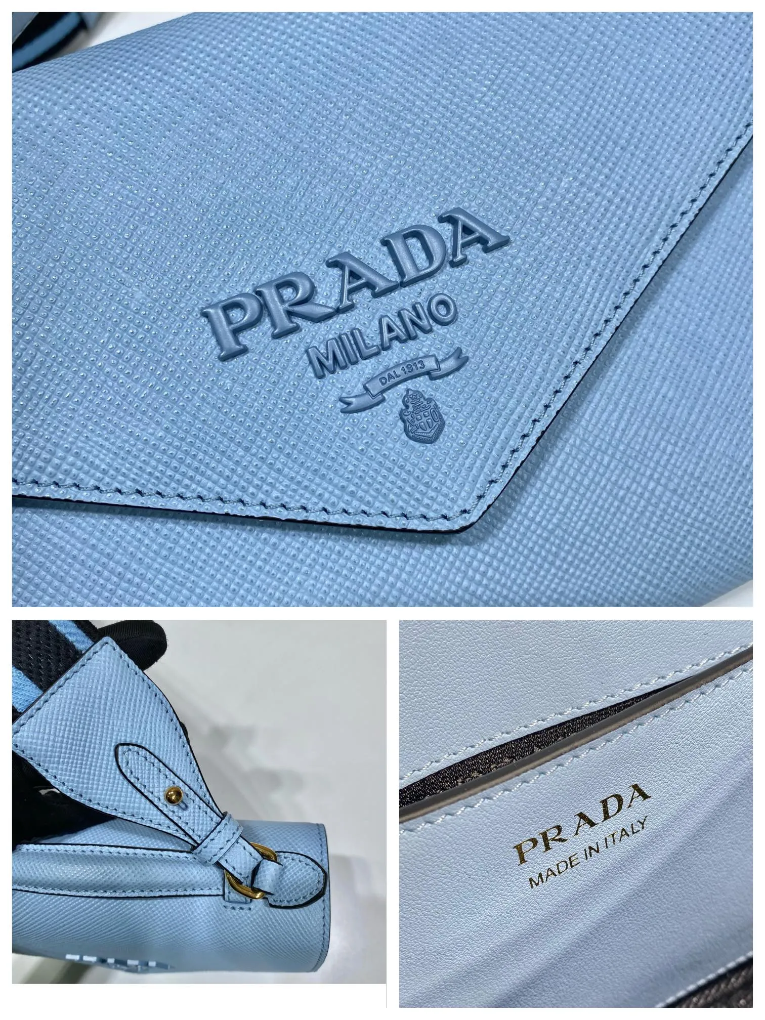 💰1660🎉New cross-body bag🎉1BD317🎉🎉 This Saffiano leather Monochrome handbag is beautifully designed with the iconic logo in the same color effect. Simple and elegant lines define the style of the bag. What I love most is this fabric embroidered shoulder strap😘It can be detachable and matched with other bags. It can be carried hand-held or crossbody👏👏I love it so much😘The contrasting color logo embroidery makes the brand style clearly visible. Simple and elegant, hurry up and get it🎉🎉 Length 21x Height 14x Bottom 6.5cm🎉🎉🎉💰💰💰