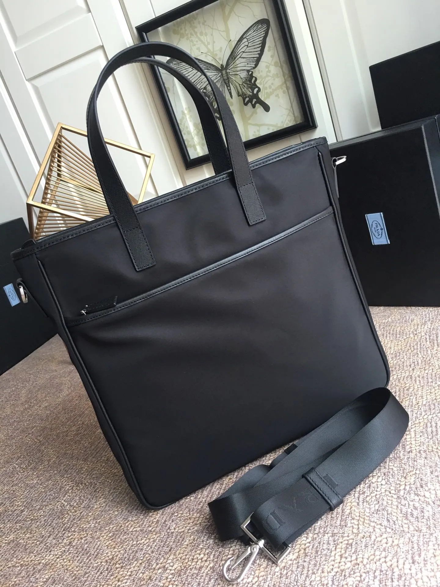 💰1200, P's new men's bag, 2VG860, top quality, made of parachute fabric, top hardware, many compartments, a must-have for men, length 34x height 34.5cmX7cm