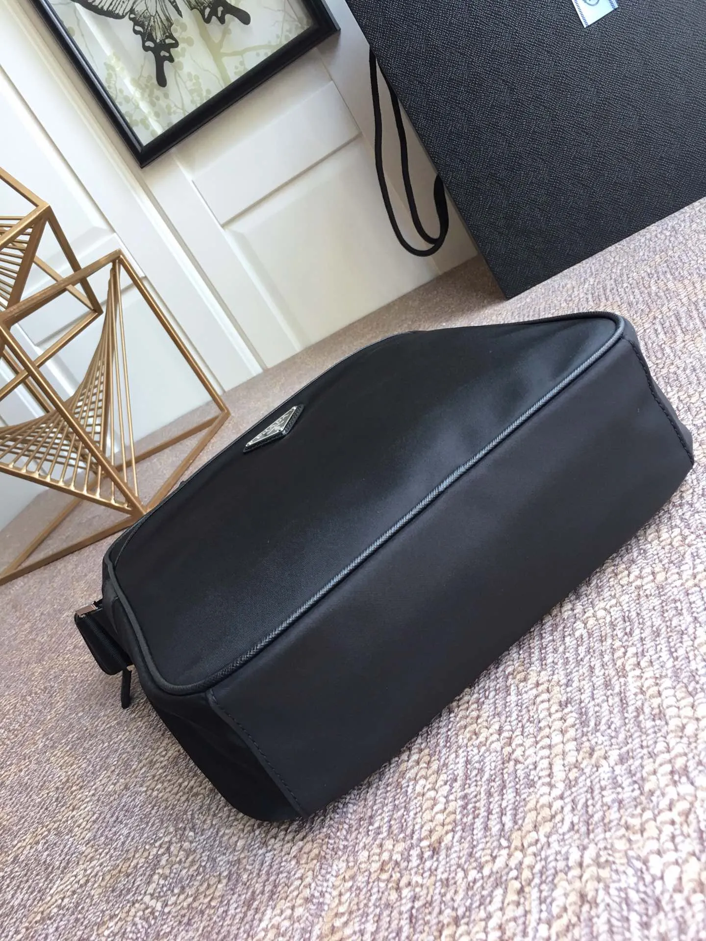 💰900, P's new men's bag, 2VQ002 black, original item, nylon and Saffiano leather trim, adjustable nylon shoulder strap, polished steel accessories and black titanium zipper, many compartments, a zipper compartment and two front and rear zipper outer pockets, a must-have for men, length 24x height 27cmx width 7cm, 💪💪💪