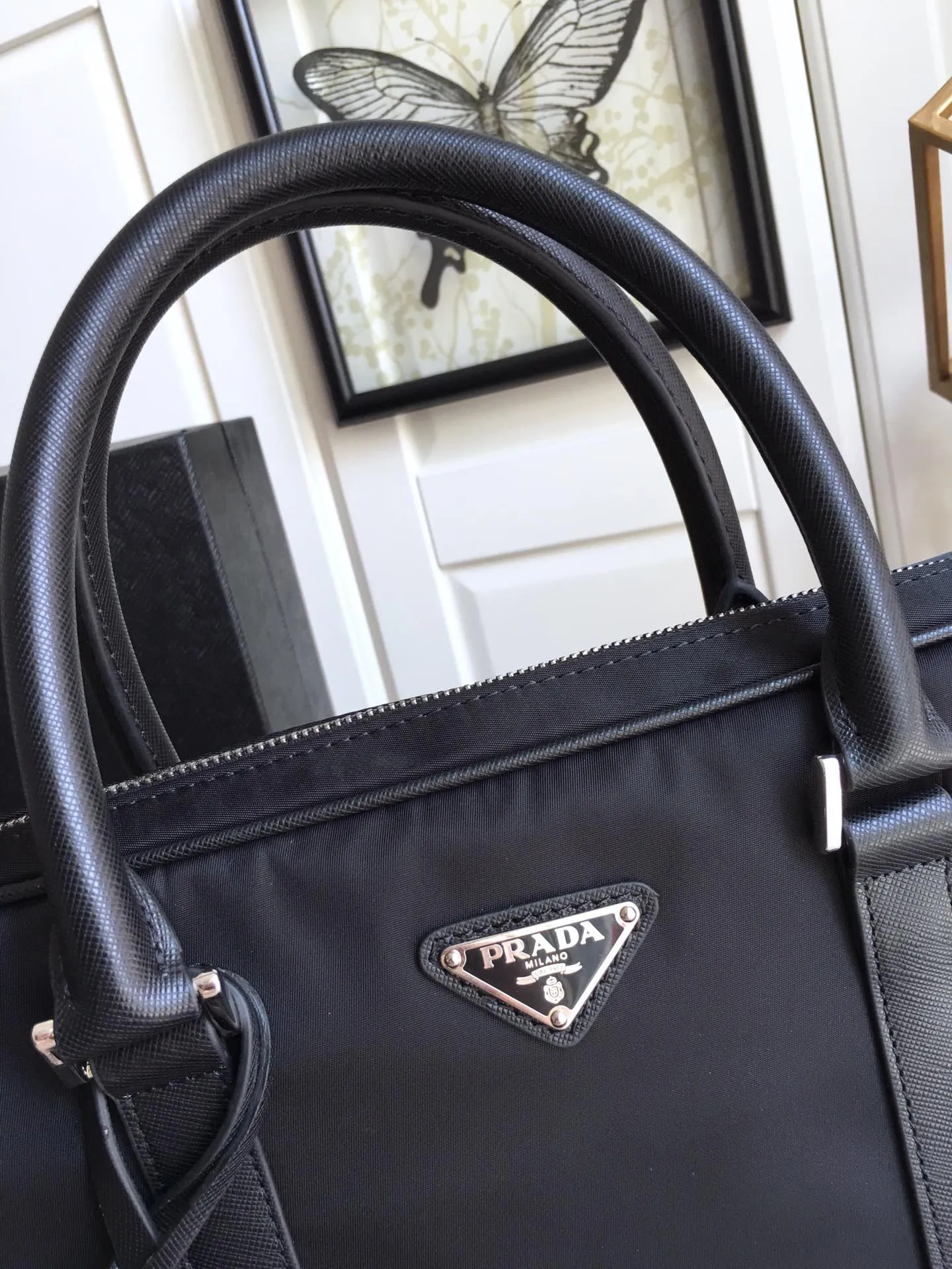 💰1260, P Jiachui's new men's bag, 2VE368 black🎉🎉🎉, made of imported parachute fabric, imported cross-grain cowhide, top five colors, inner bag with calfskin slip pocket, 175 OEM code, light and practical, men's favorite [color][color][color], length 36x height 28x bottom 3.5cm