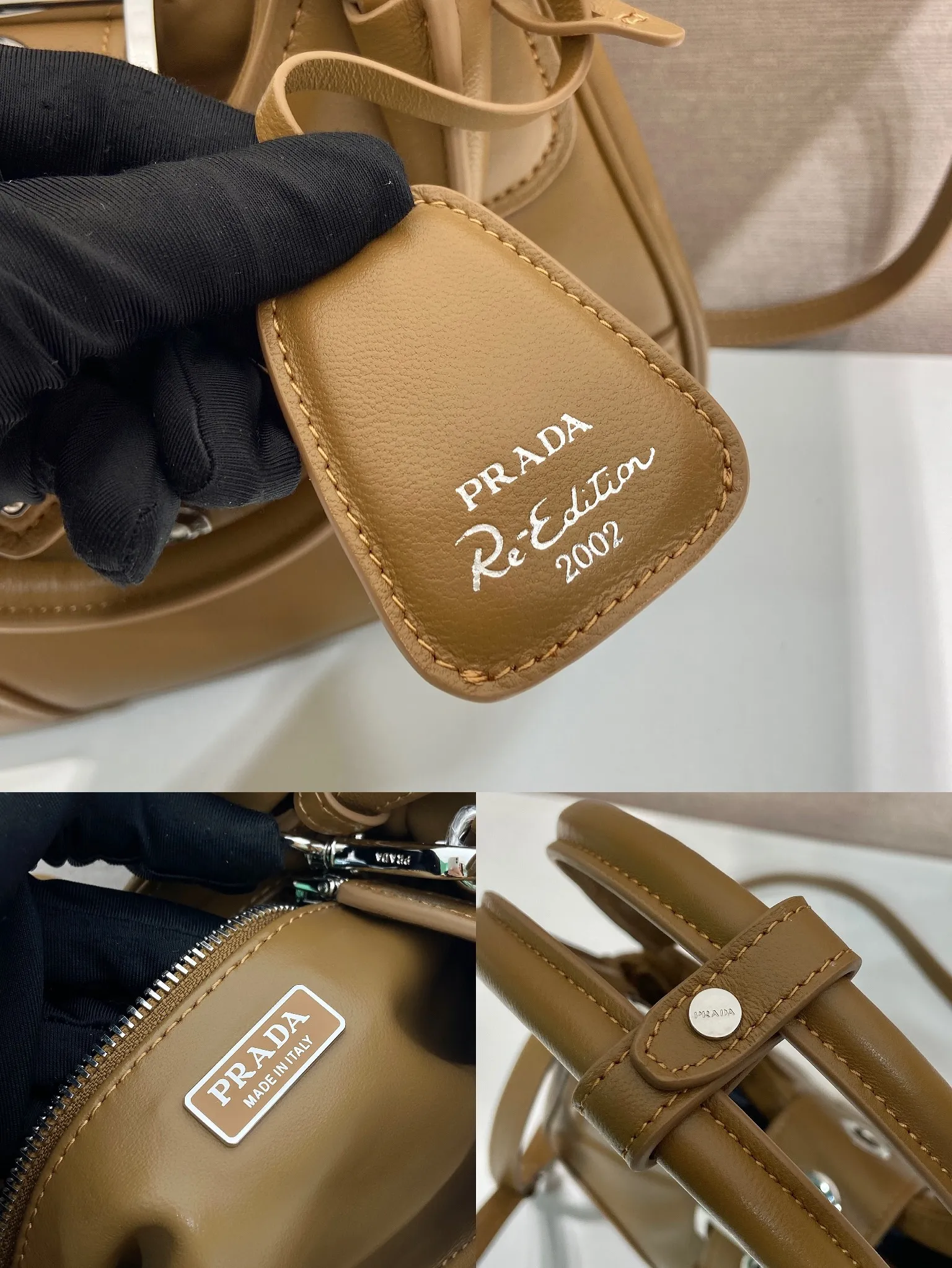 💰1700🎉New Moon handbag🎉1BA381 full lambskin🎉🎉 This Moon handbag is designed with imported lambskin, and the interior is also full sheepskin👏 It is equipped with a 100 cm detachable and adjustable leather long shoulder strap, which can be carried by hand or on the shoulder, a detachable leather keychain, and a triangle logo magnetic buckle/lace closure on the front. It is lightweight and practical, and the upper body effect is cool/fashionable. Another popular style that will never go out of style🎉🎉Hurry up and get it🎉 Length 22.5x Height 16x Bottom 7.5cm