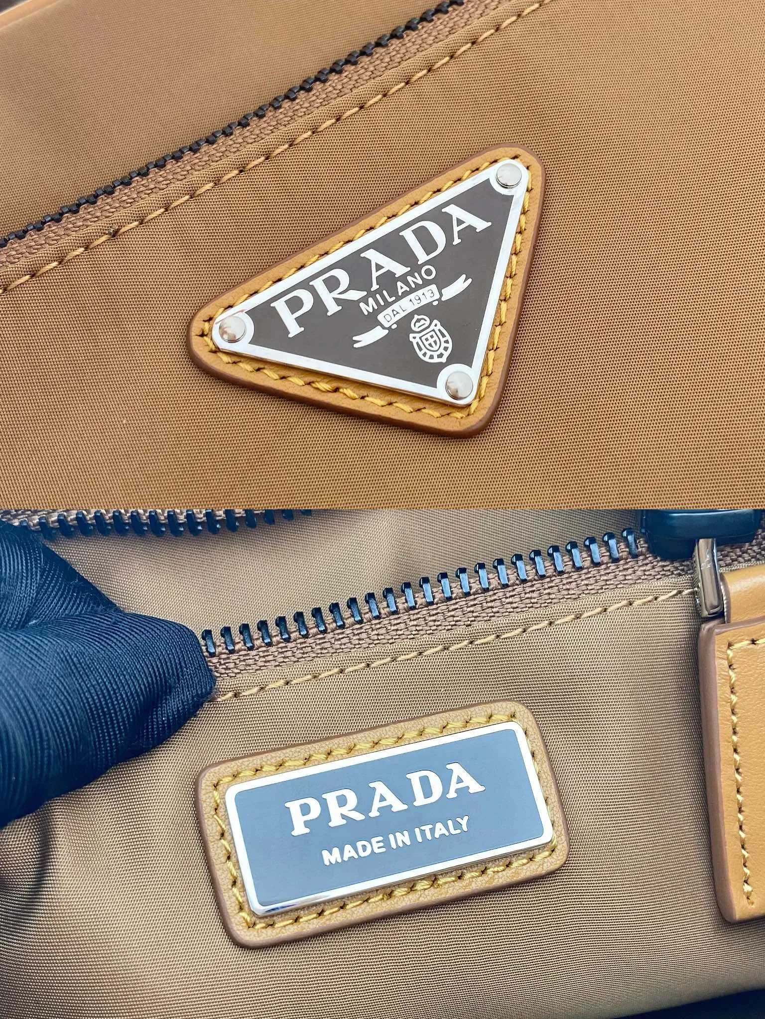 💰760🎉Classic hot style🎉2VL977 cork color👍👍 This fanny pack is made of imported nylon material, adjustable nylon belt with buckle, zipper closure, polished steel hardware, internal logo plate, external enamel triangle logo, can be used as a fanny pack and chest bag, suitable for both men and women😘😘Another popular style that will never go out of style👍👍Length 21xH12.5xBottom 4.5cm👍👍👍💰💰💰