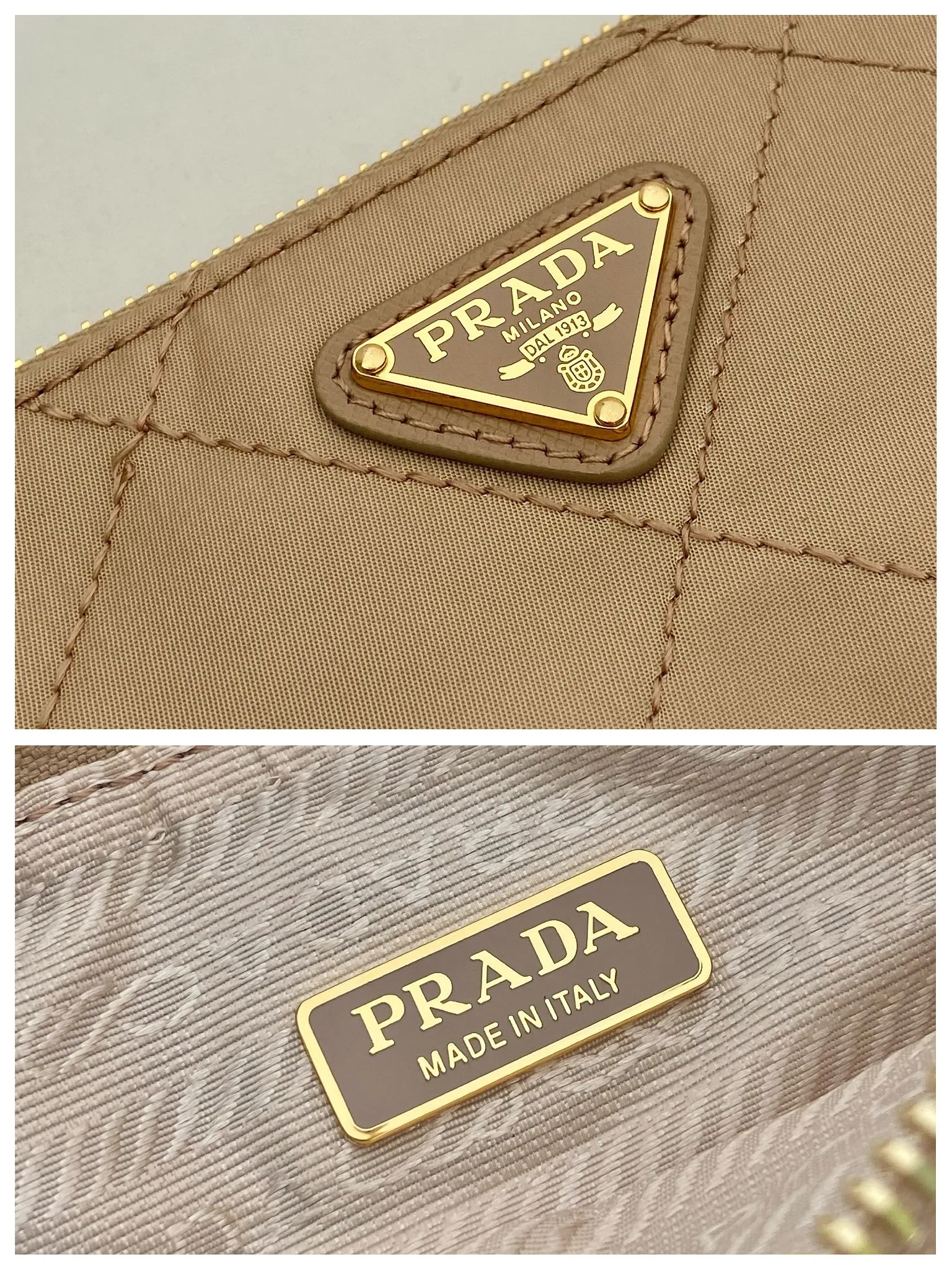 💰760🎉Embroidered Check Hobo🎉1Nl054 Underarm Bag🎉🎉 This underarm bag is made of regenerated nylon (Re-Nylon), which reflects a simple and elegant design. It is equipped with chain handles, decorated with same-color sewing grid lines, and enameled triangular metal logo. The upper body effect must be light and practical🎉🎉 Length 24.5x Height 14cm🎉🎉🎉👏👏👏