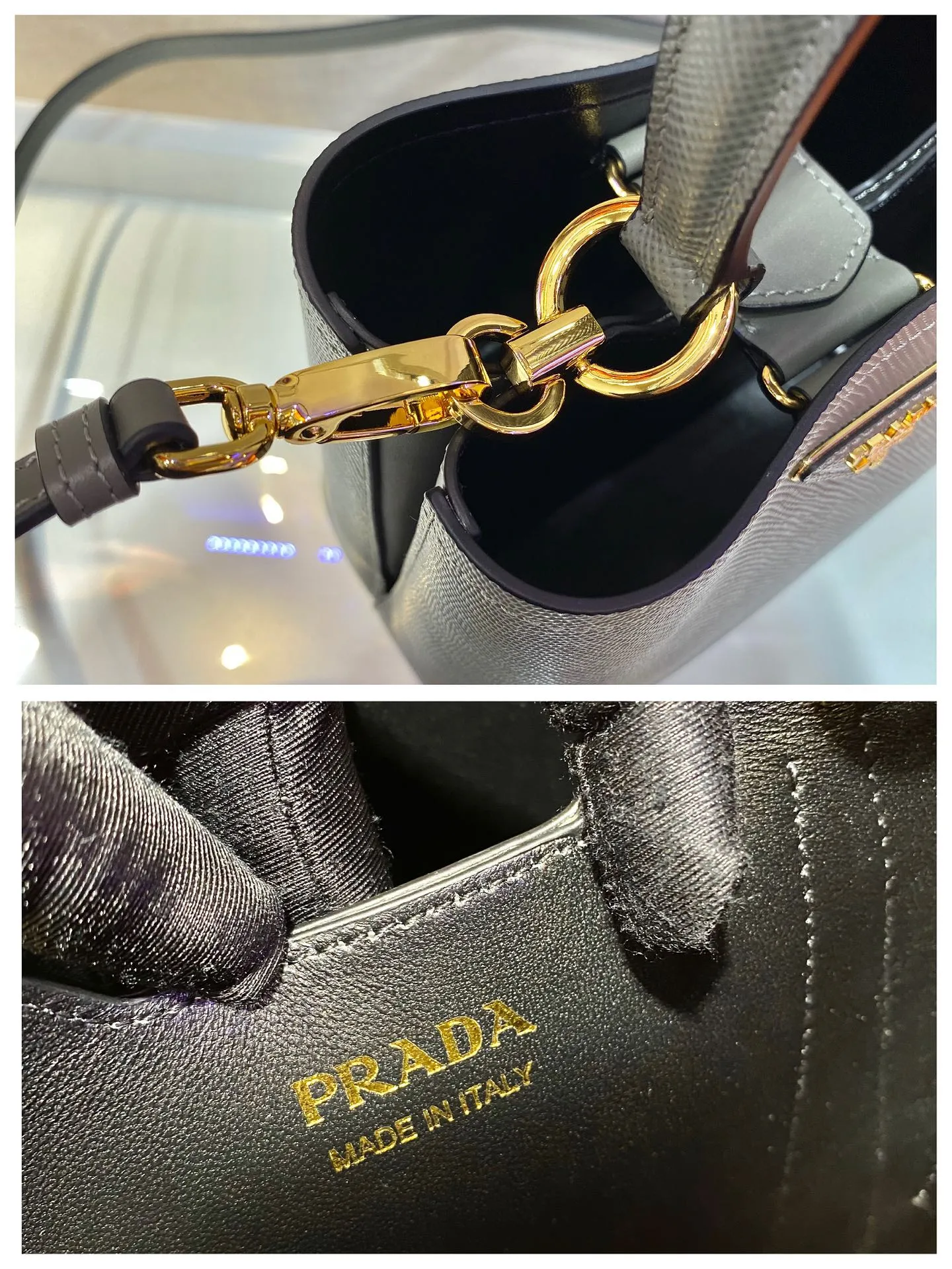 💰1700🔆Exclusive first launch🔆1BA217 mini size new color💋Original item🤙🤙Made of imported Saffiano leather material, removable shoulder strap, leather nameplate and metal logo complement each other. Leather-covered central pocket with magnetic buckle. Saffiano leather triangle logo. Contrast color nappa leather lining. This Double handbag has an elegant style, eye-catching and unique. It is also a popular style🙋🏻🙋🏻Length 17x Height 18X Bottom 10.5cm