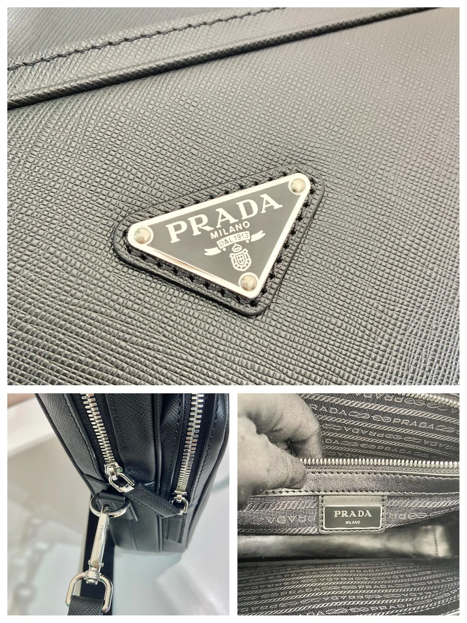 💰2100🎉New Briefcase🎉🎉2VE021🎉 This elegant and sophisticated briefcase features a large front pocket and a removable nylon shoulder strap for a functional structure. There are many compartments, and the body of the bag is made of branded Saffiano leather. It is simple and elegant, and it is a popular style that will never go out of style🎉🎉 Length 37x Height 28x Bottom 8.5cm