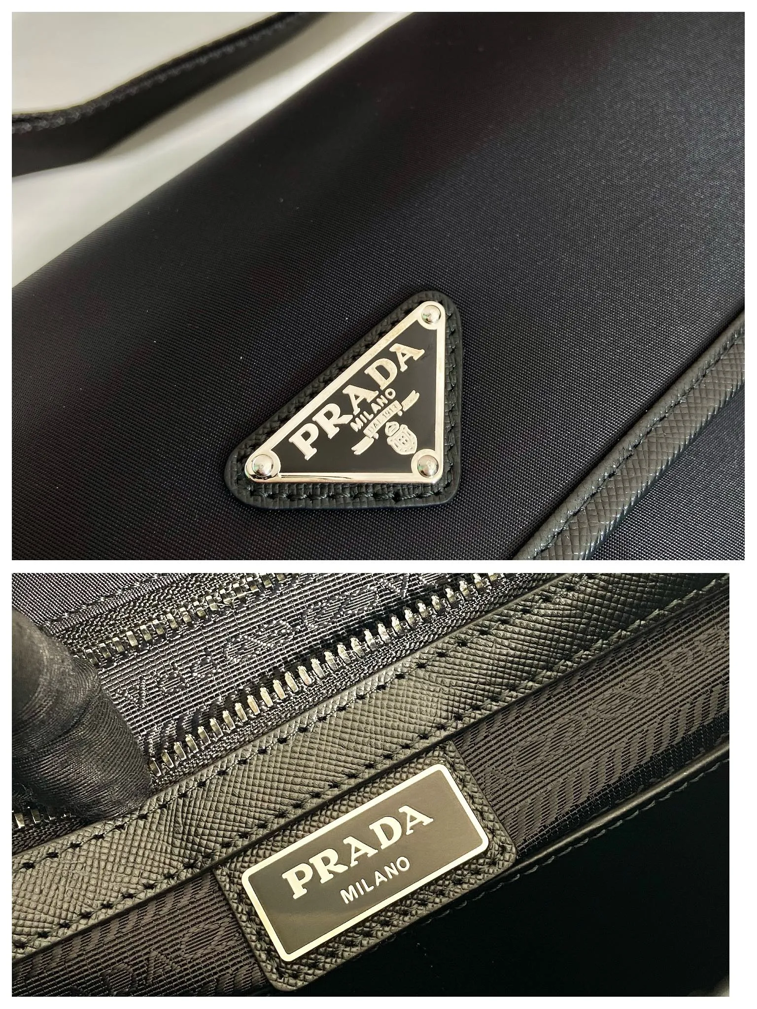 💰1120🎉Messenger bag🎉2VD769B Medium🎉Original item👍👍This nylon flap handbag is decorated with classic Saffiano leather trim, equipped with two side opening buckles, and decorated with the iconic triangular metal logo, highlighting the fashionable design style, made of imported nylon Made of Saffiano leather, two front pockets, one with zipper on the back, two internal mobile phone pockets, and adjustable nylon logo jacquard shoulder strap, a classic and fashionable messenger bag😘😘Men’s favorite👏👏Length 26x Height 20x Bottom 10cm👍👍👍
