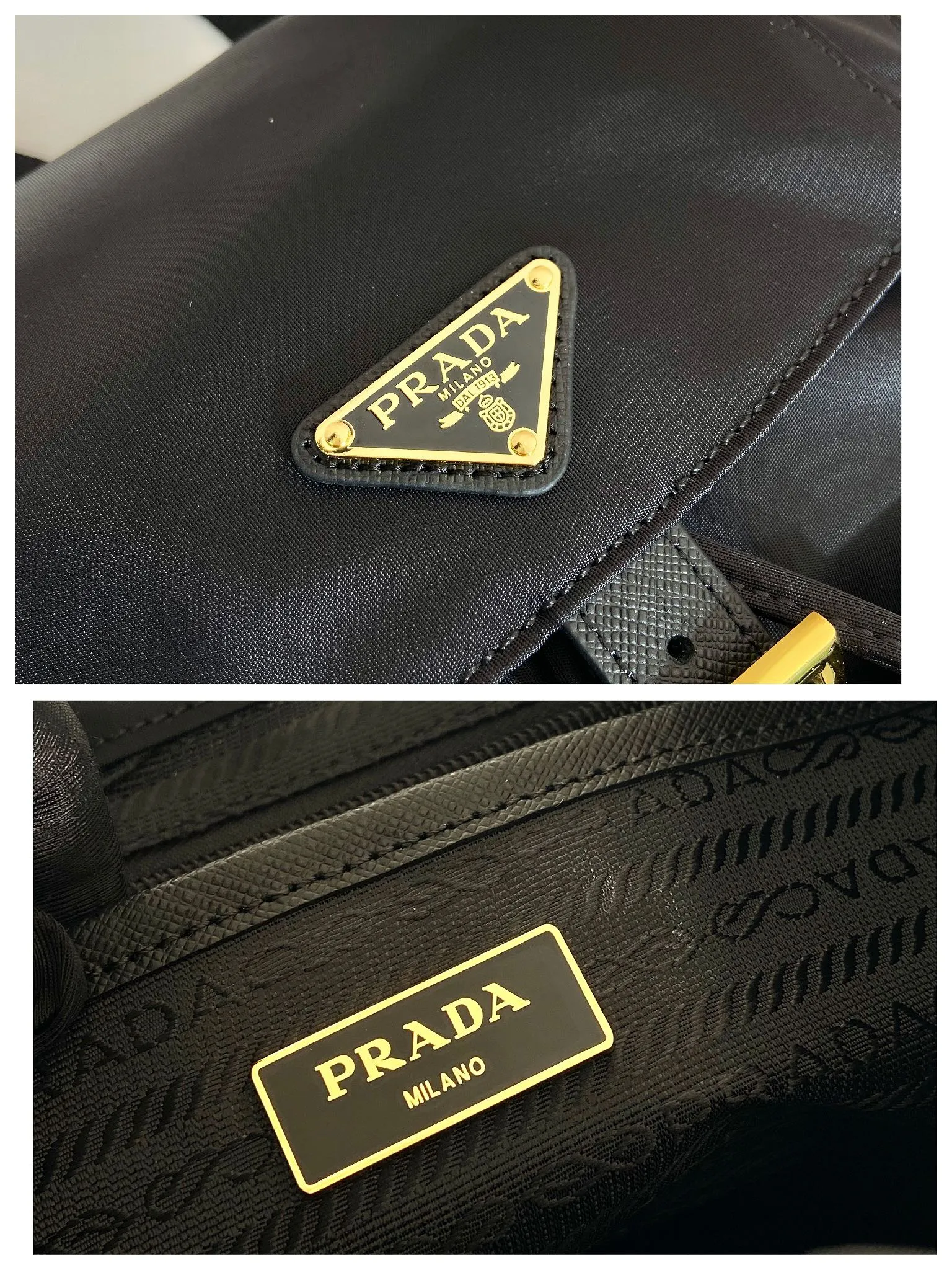 💰1000🎉Gold buckle classic backpack🎉1BZ677 gold hardware🎉🎉 This practical and innovative backpack is made of imported nylon fabric, adjustable shoulder straps and woven handles, removable Re-Edition leather key ring, front buckle flap pocket, enameled metal triangle logo on the flap, drawstring closure, logo-printed Re-Nylon lining with two interior pockets, one of which is zippered and has a large room. Classic and practical, length 23.5x height 28x bottom 12cm