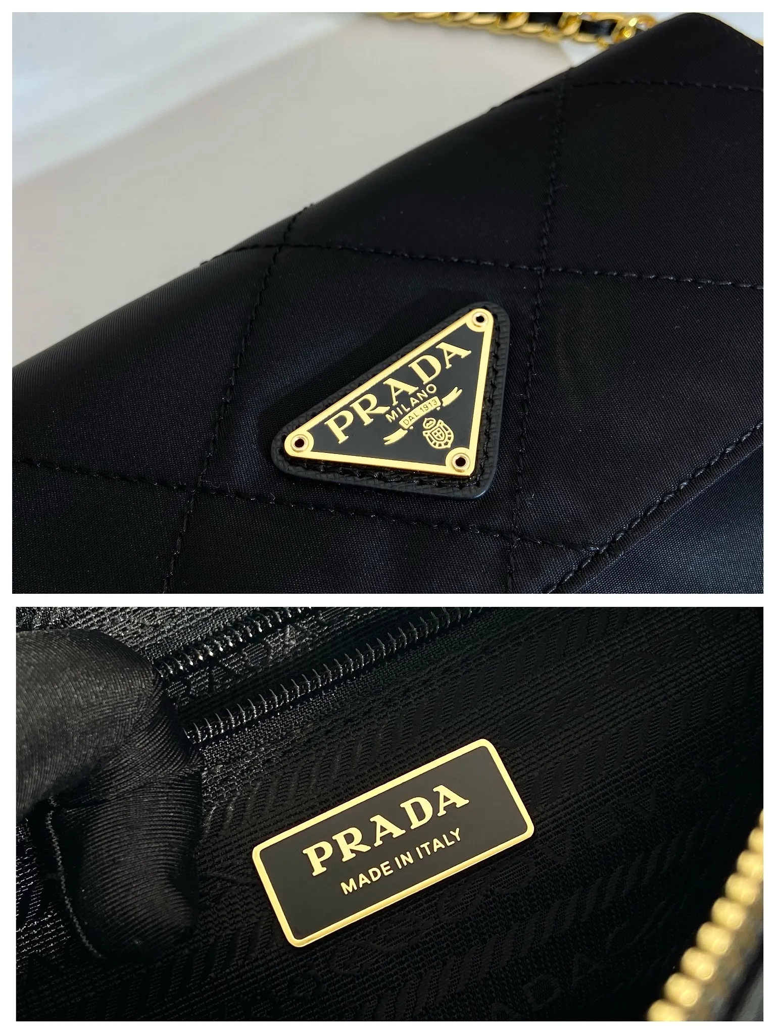 💰1060🎉Middle-hand crossbody bag🎉🎉🎉1BD633 large size🎉🎉 This Vintage middle-aged chain rhombus hobo bag has a great design👏👏 Purely handmade nylon rhombus design, can be worn on one shoulder or crossbody, and the imported black gold chain is really the eternal theme of vintage😘😘It is simple and elegant, with large capacity and space👍The upper body is particularly trendy, versatile and fashionable. No matter casual or formal, they all have a stable temperament. Hurry up and get it🙊I love this second-hand hobo bag😘😘 Length 23x height 18x ​​bottom 6cm
