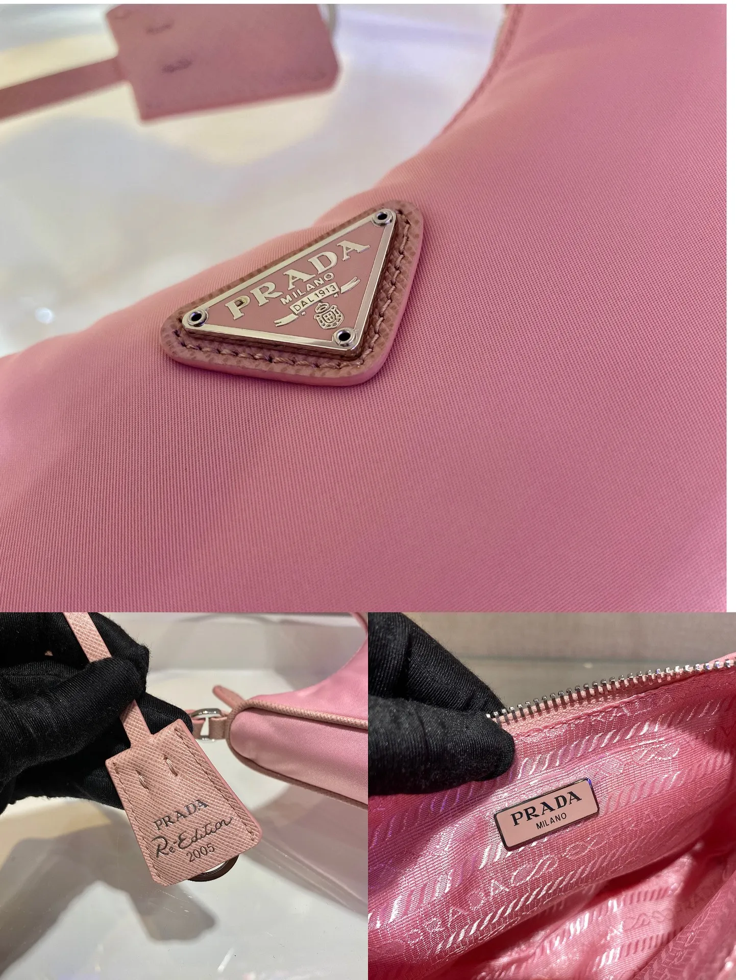 🔥New color Barbie pink🔥Original quality👍New 1NE204 moon-shaped second-hand bag, made of imported original parachute fabric, hand-operated cross-grain cowhide, lightweight and practical Hobo armpit bag, super simple and eye-catching👍👍, small/light/packable/easy to match/fashionable armpit bag, and can be carried by hand, super easy to use😍😍. It is currently the most popular bag among celebrities, aren’t you excited😜😜, ladies, hurry up, length 22X height 12 people x base 6cm👏👏👏💰💰💰P700